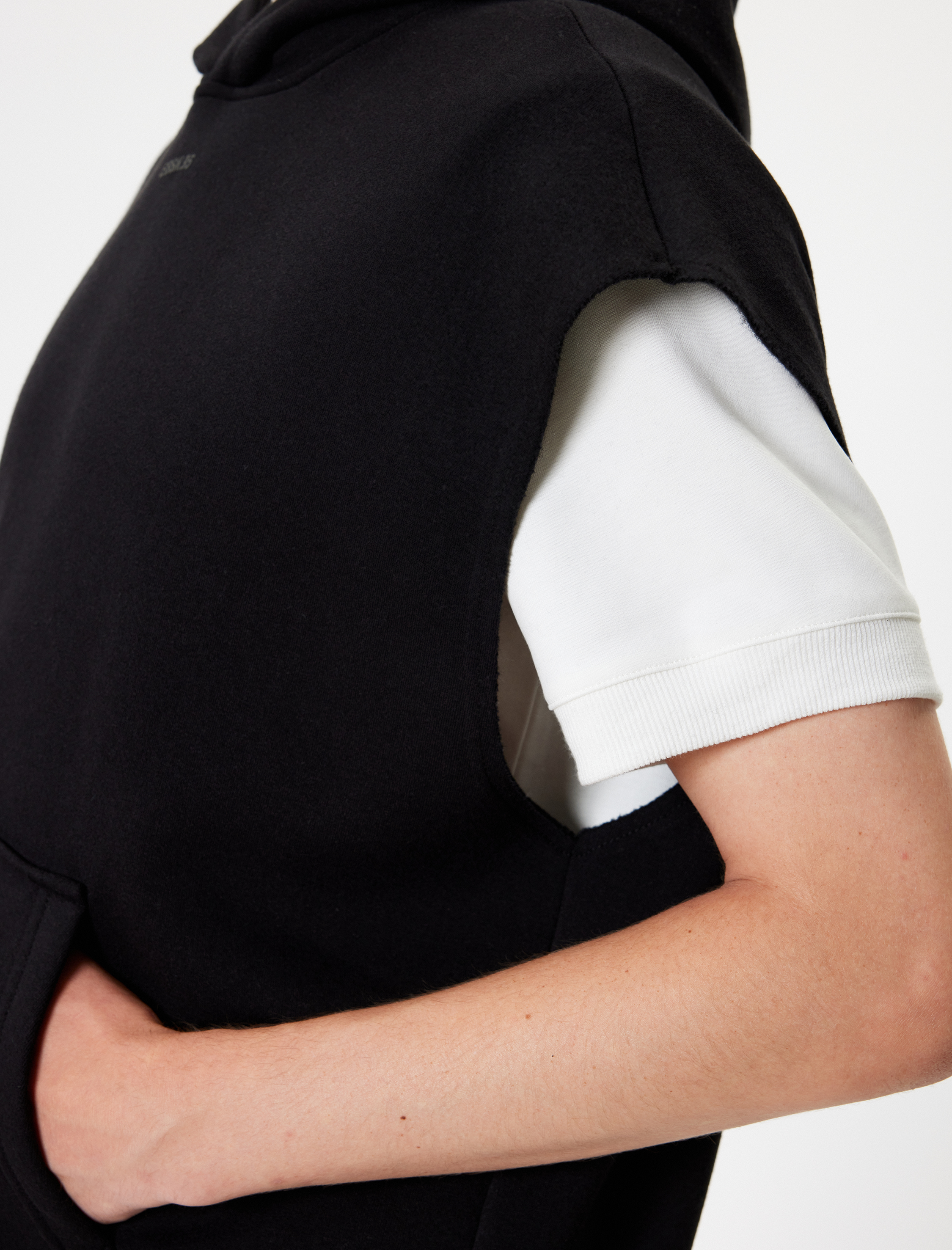   Oversize Kolsuz Sweatshirt Kapşonlu Kanguru Cepli Baskılı Pamuklu Şardonlu