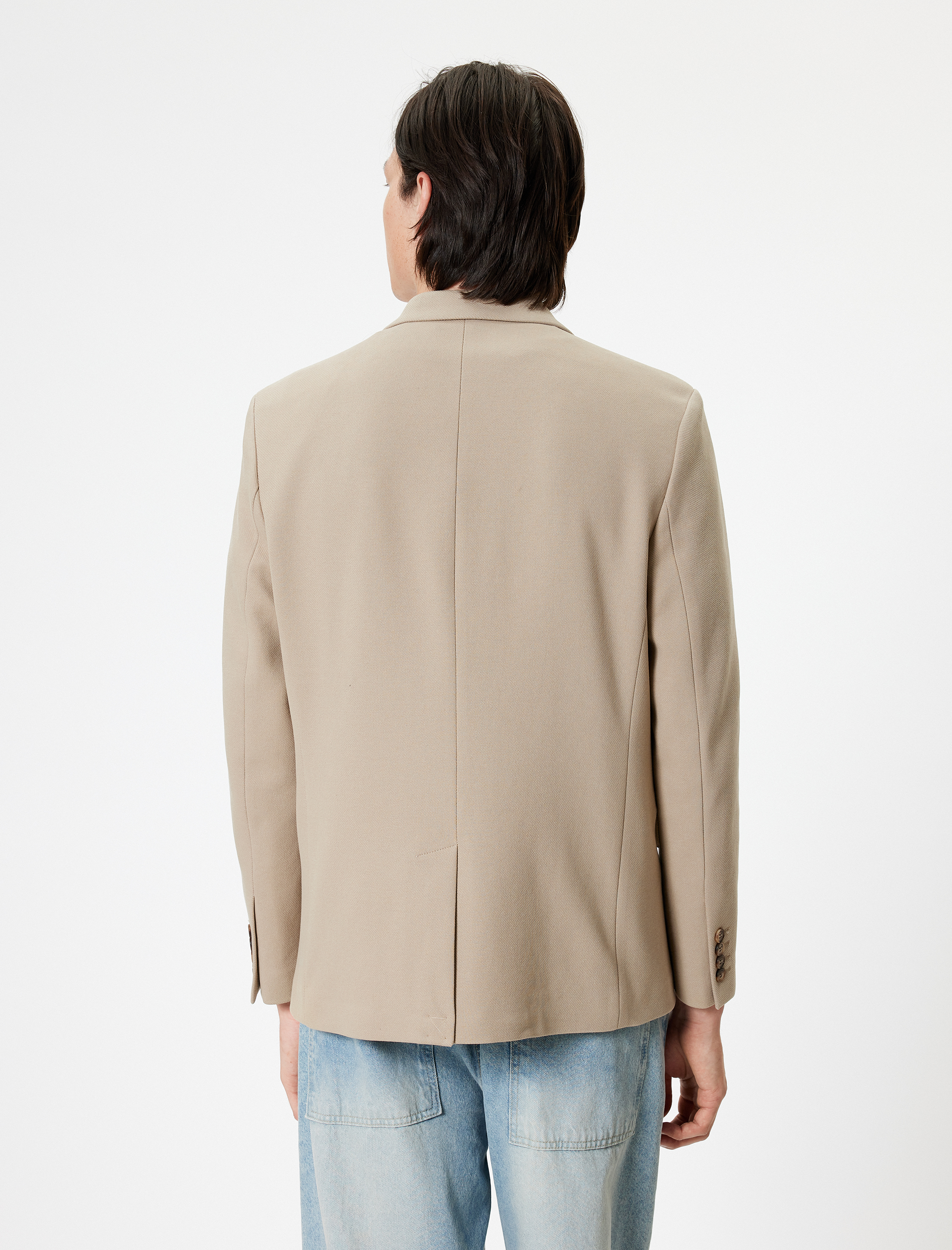   Kruvaze Blazer Ceket Slim Fit Kapaklı Çift Cep Detaylı