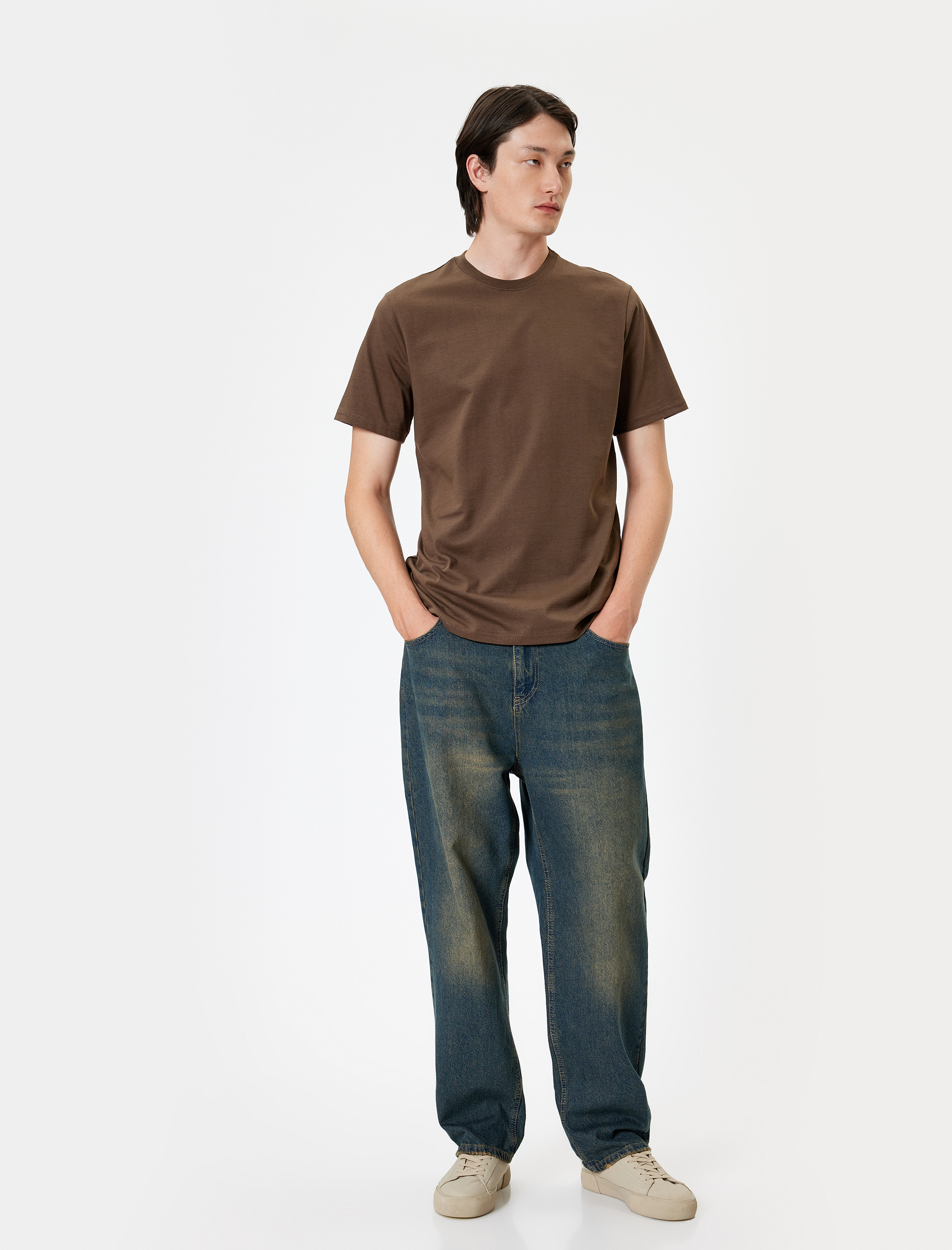   Basic Tişört Kısa Kollu Bisiklet Yaka Pamuklu