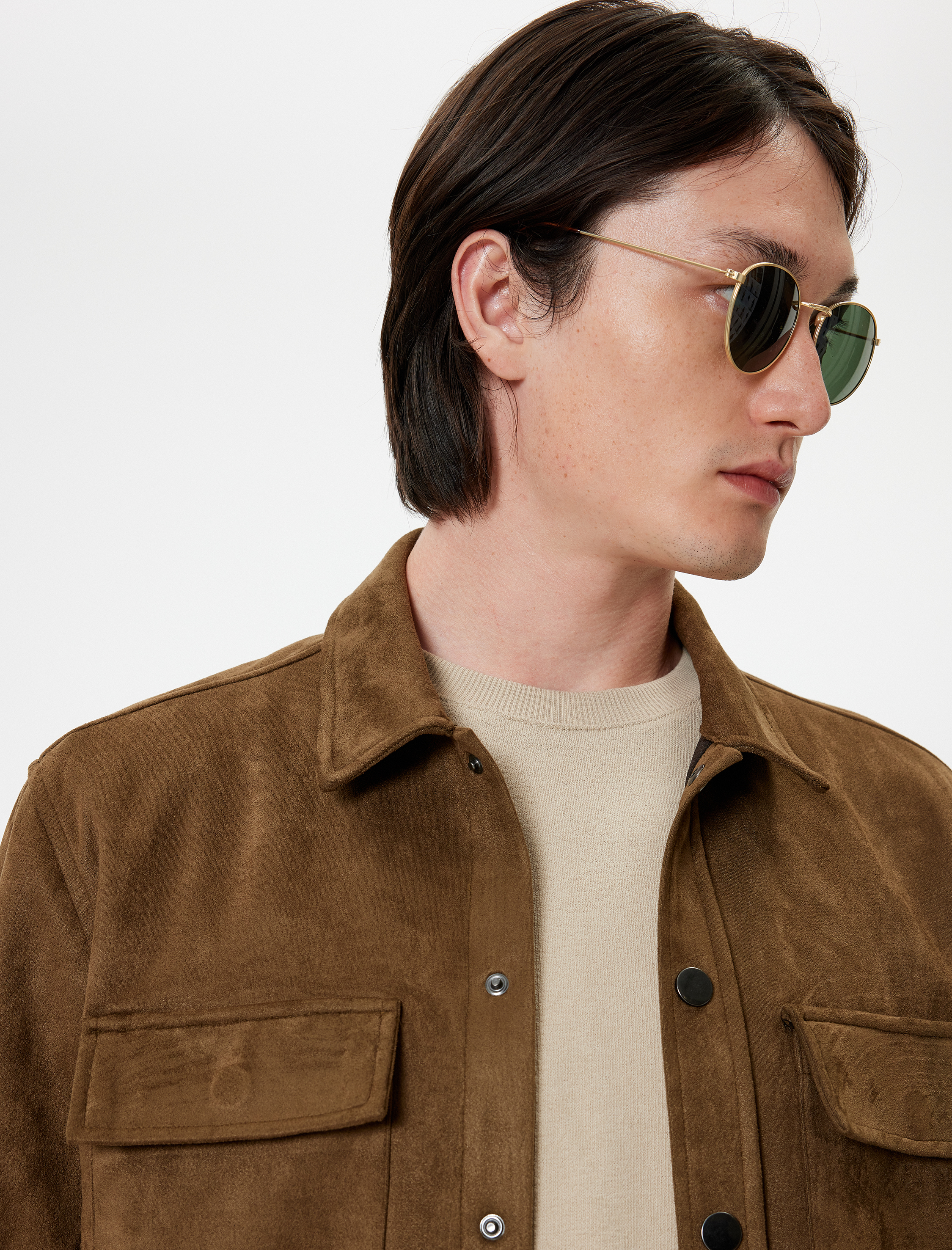   Gömlek Ceket Süet Görünümlü Kapaklı Cep Detaylı