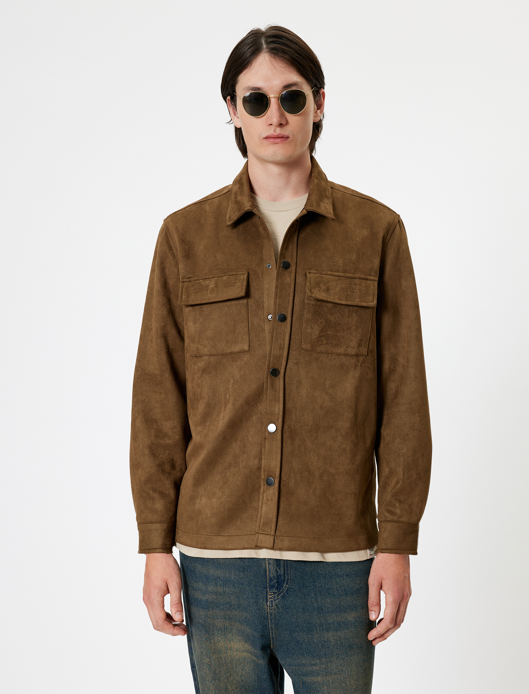   Gömlek Ceket Süet Görünümlü Kapaklı Cep Detaylı