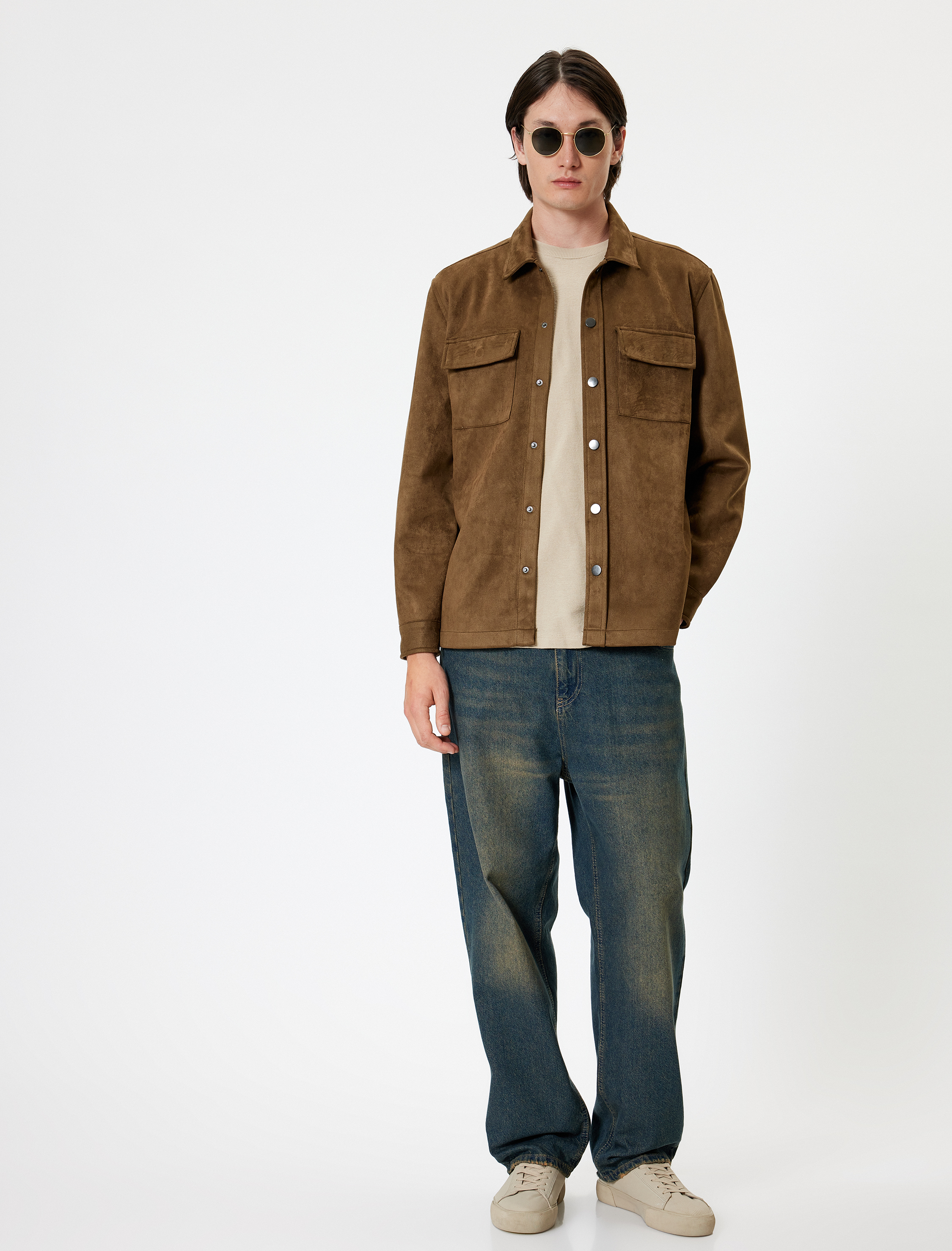   Gömlek Ceket Süet Görünümlü Kapaklı Cep Detaylı