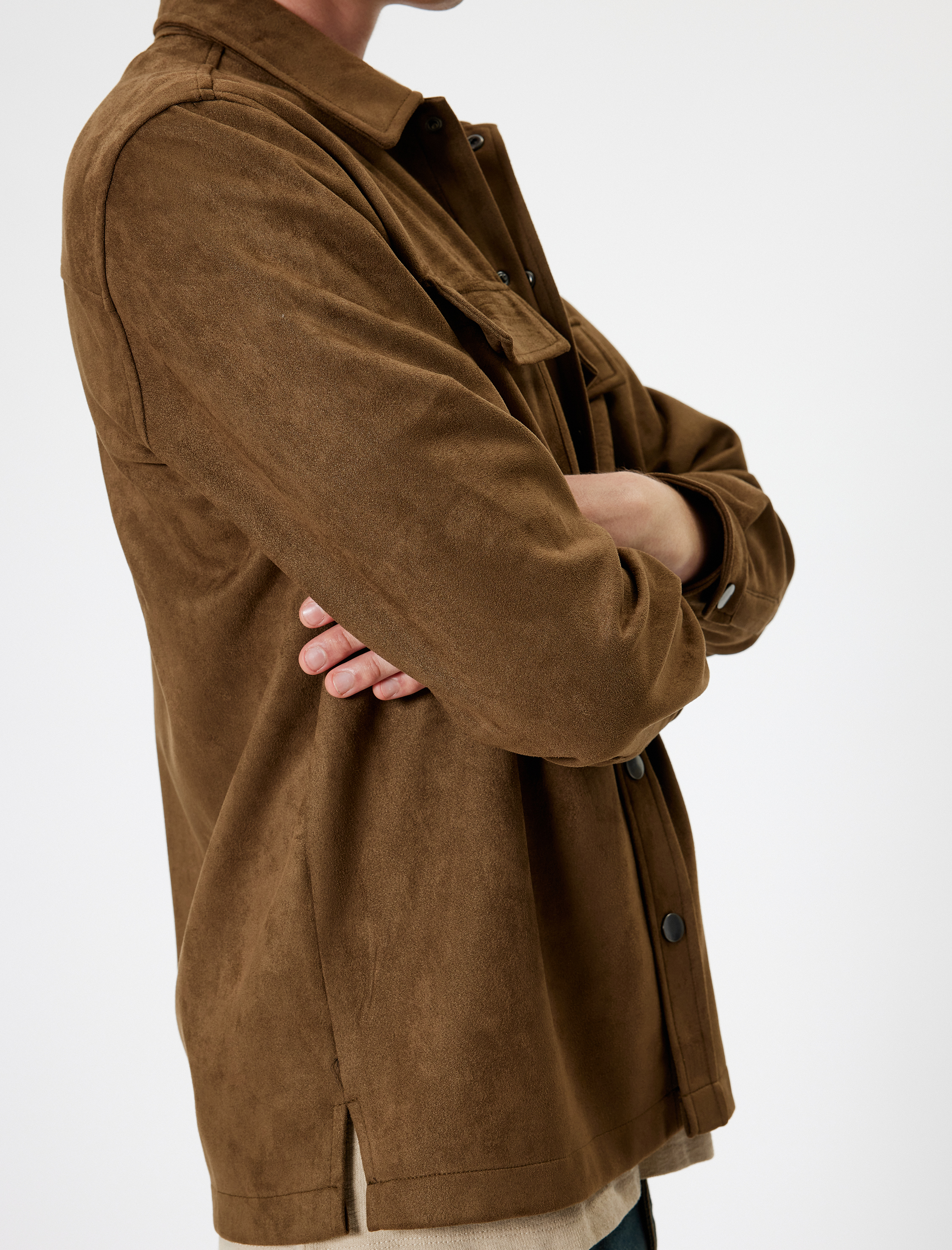   Gömlek Ceket Süet Görünümlü Kapaklı Cep Detaylı