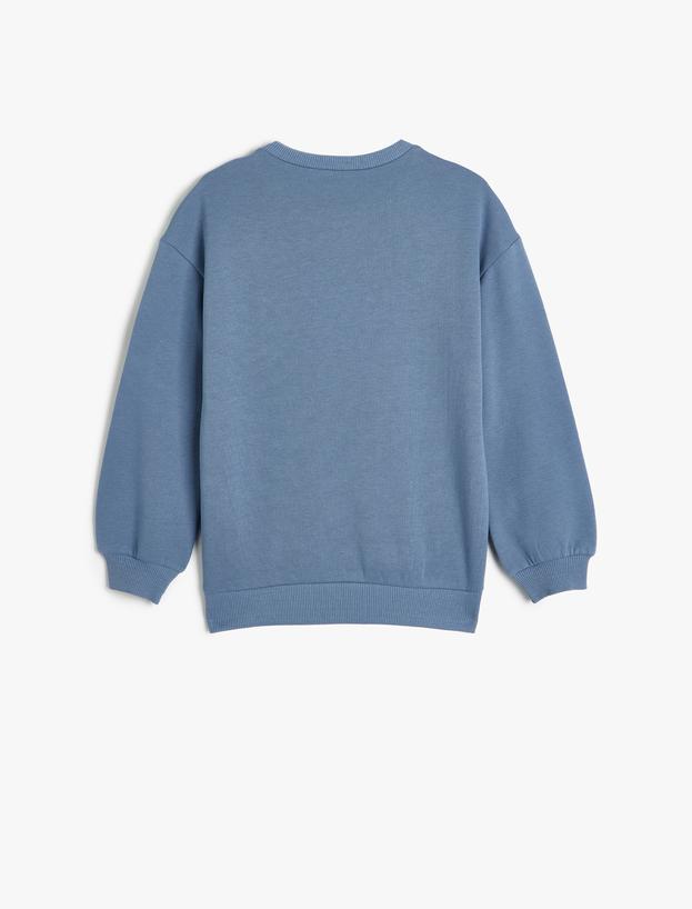 Sweatshirt Baskı Detaylı Uzun Kollu Bisiklet Yaka Şardonlu_1