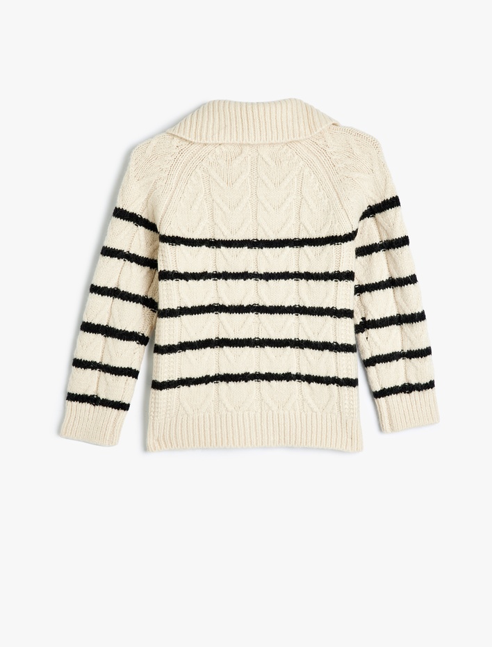 Kız Çocuk Basic Triko Hırka Uzun Kollu Fermuar Kapamalı Dik Yaka