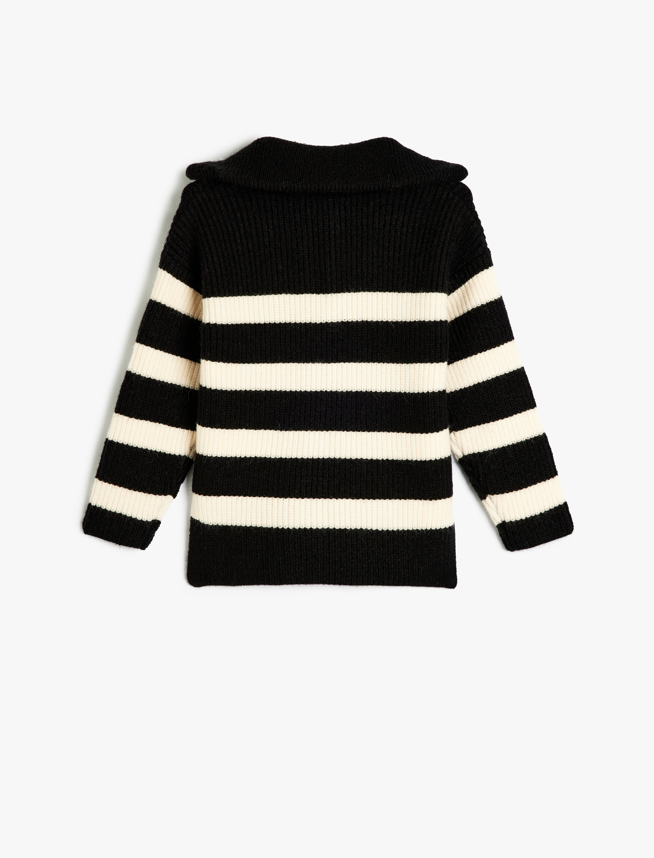  Kız Çocuk Dik Yaka Yarım Fermuarlı Uzun Kollu Triko Kazak