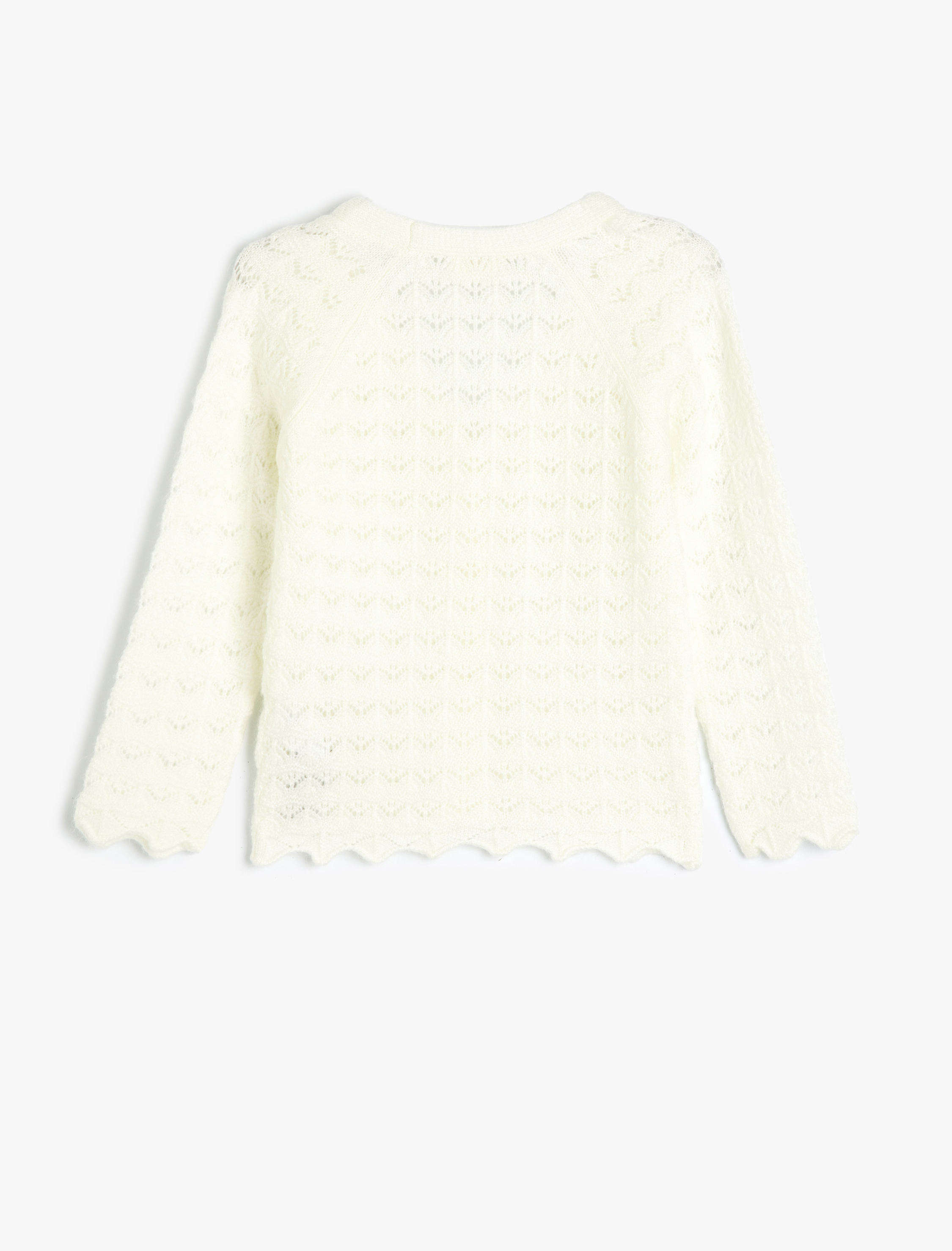  Kız Çocuk Basic Triko Hırka Ajurlu V Yaka Düğme Kapamalı Uzun Kollu