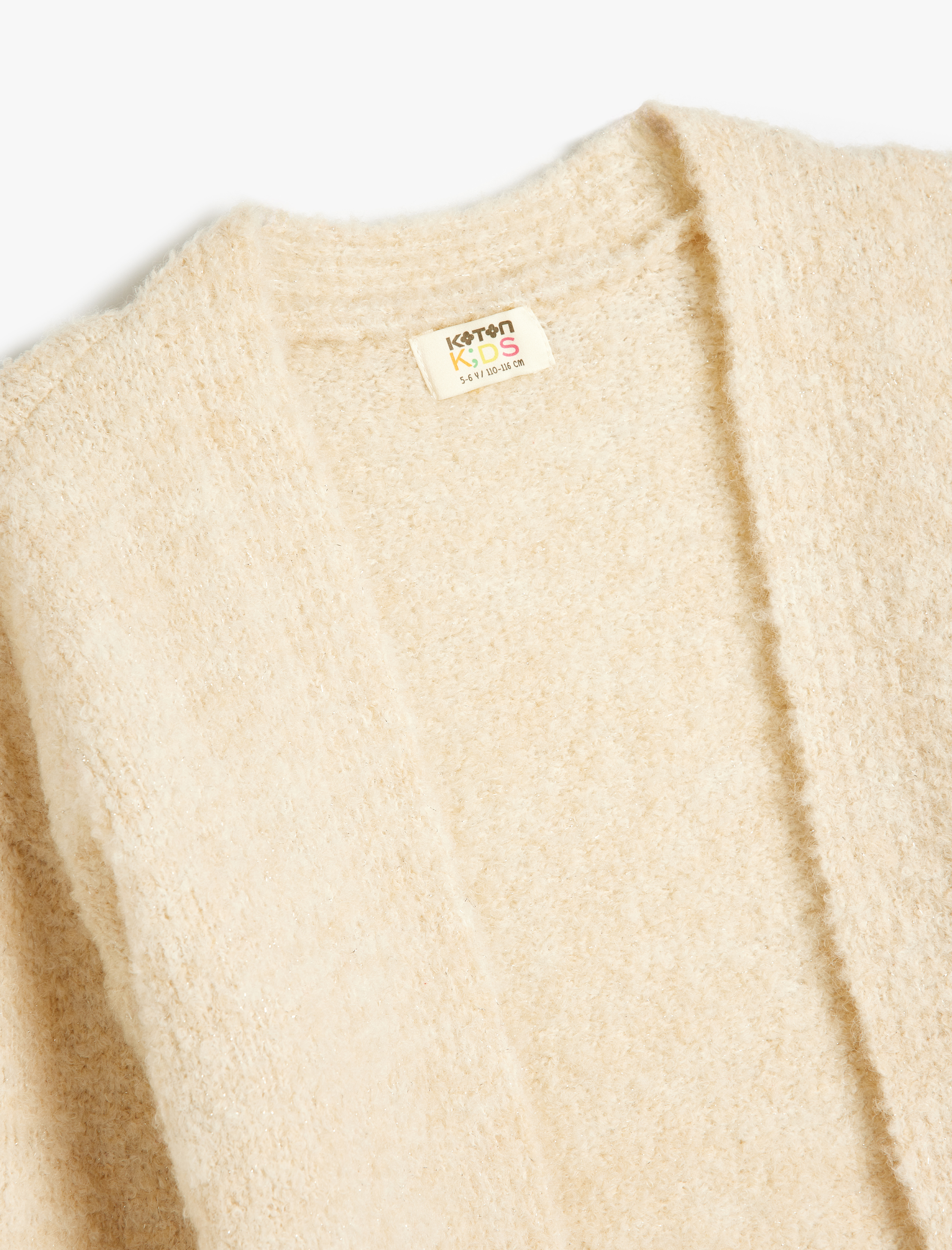  Kız Çocuk Basic Triko Hırka Uzun Kollu Kruvaze Yaka