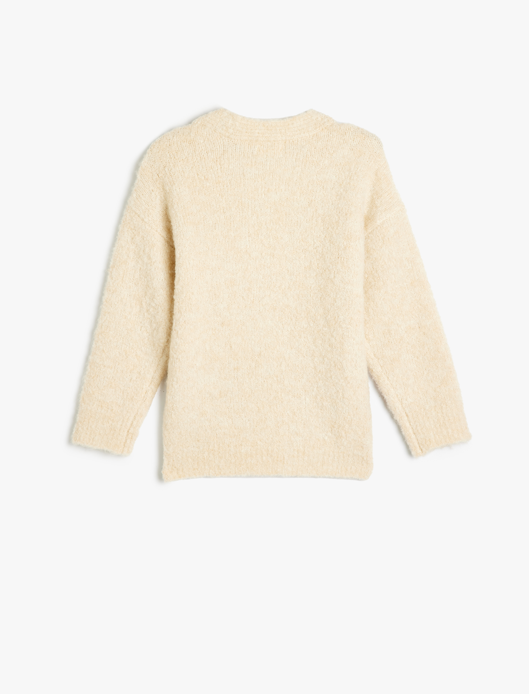  Kız Çocuk Basic Triko Hırka Uzun Kollu Kruvaze Yaka