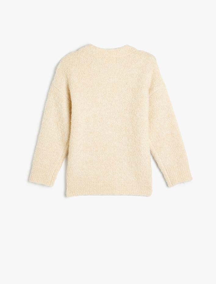 Kız Çocuk Basic Triko Hırka Uzun Kollu Kruvaze Yaka