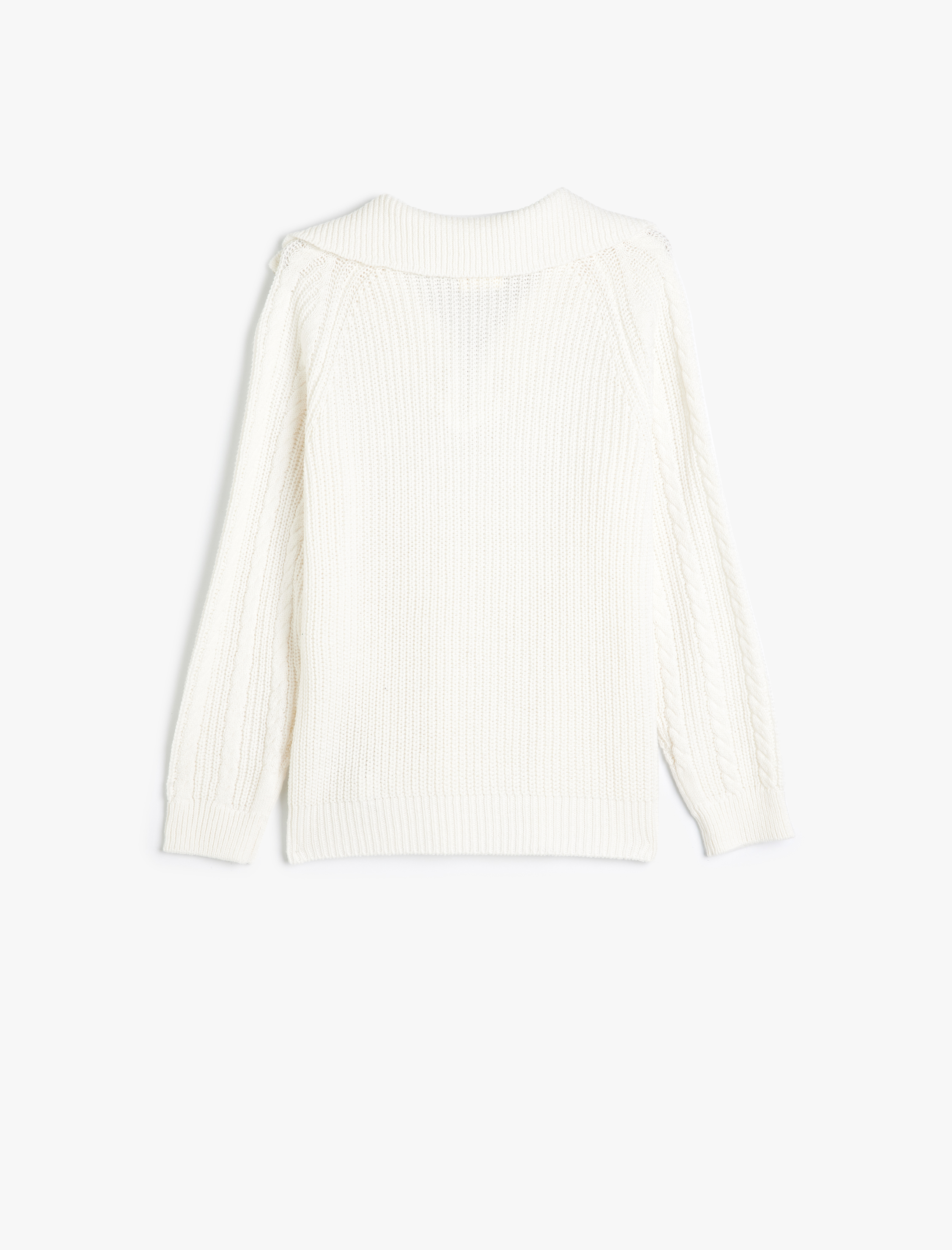  Kız Çocuk Basic Triko Kazak Uzun Kollu Yarım Fermuarlı Dik Yaka