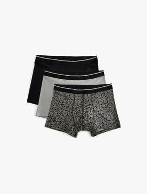 3'lü Boxer Seti Slim Fit Soyut Baskılı Pamuklu