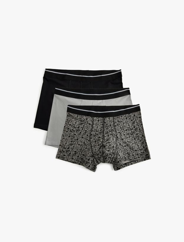 3'lü Boxer Seti Slim Fit Soyut Baskılı Pamuklu_0