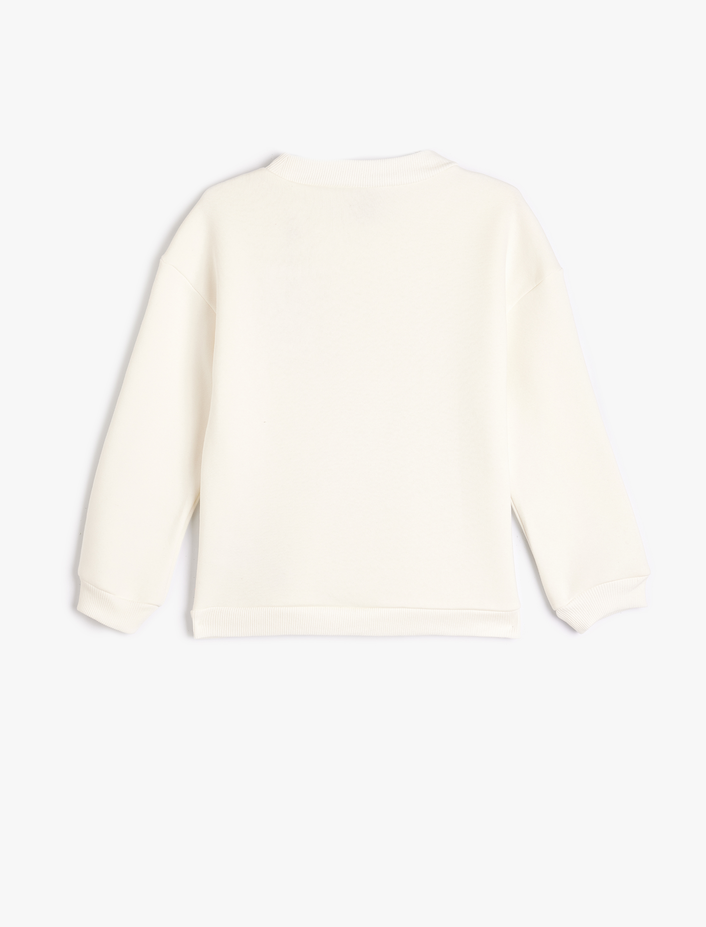  Kız Çocuk Oversize Sweatshirt Kedi Baskılı Bisiklet Yaka Uzun Kollu Pamuklu Şardonlu