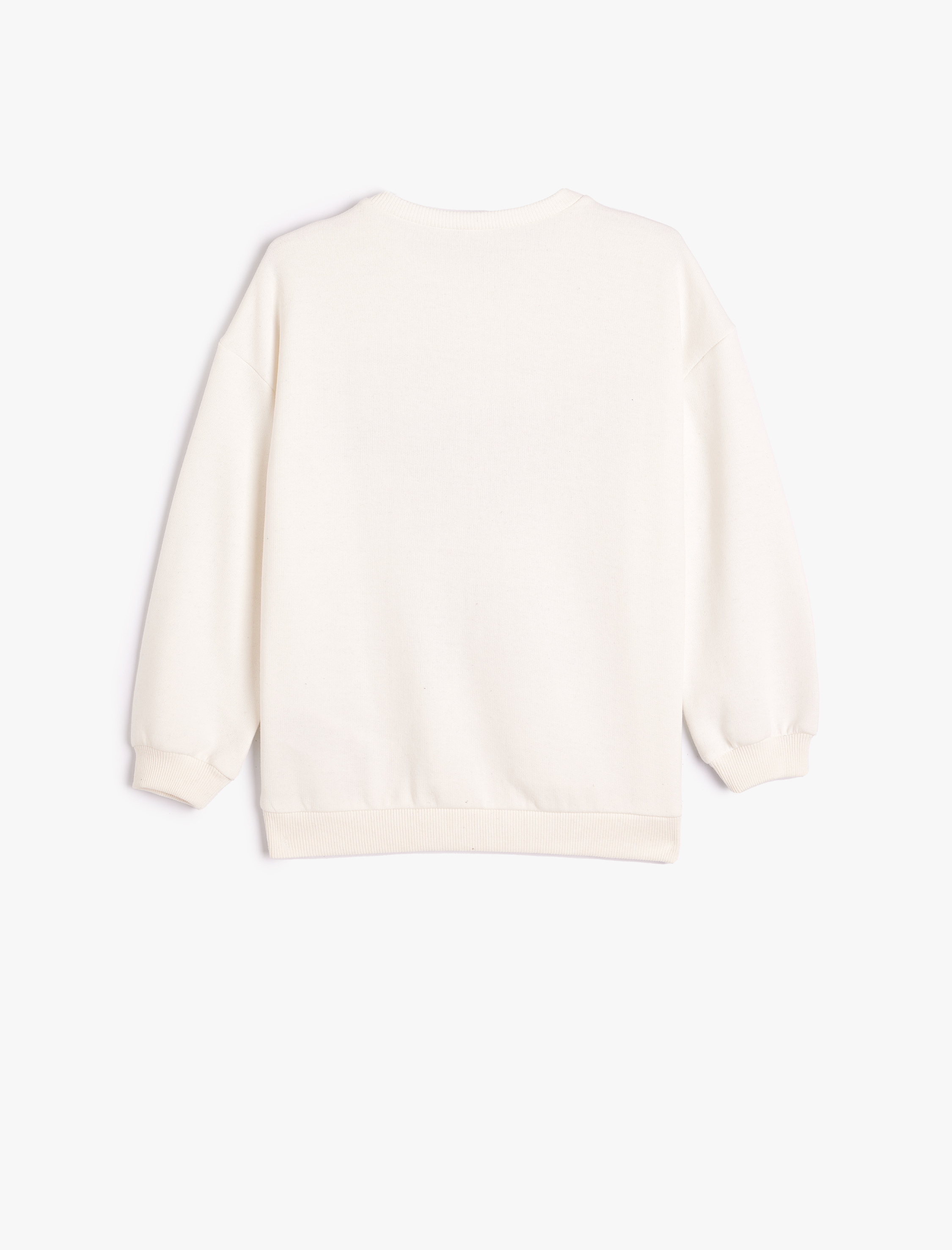  Kız Çocuk Ayıcık Baskılı Sweatshirt Uzun Kollu Bisiklet Yaka Şardonlu