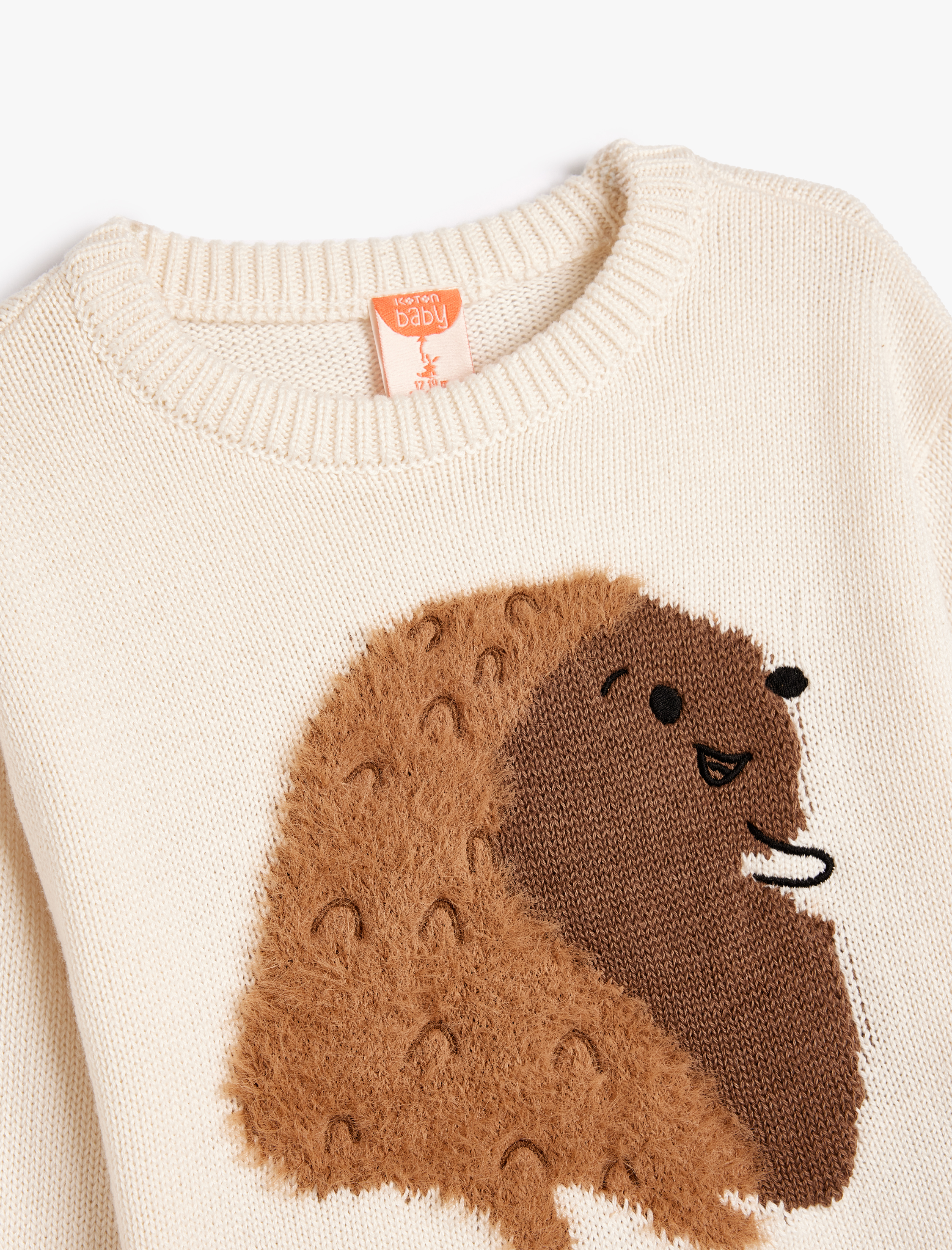 Kız Bebek Triko Kazak Kirpi Aplikeli Uzun Kollu Bisiklet Yaka