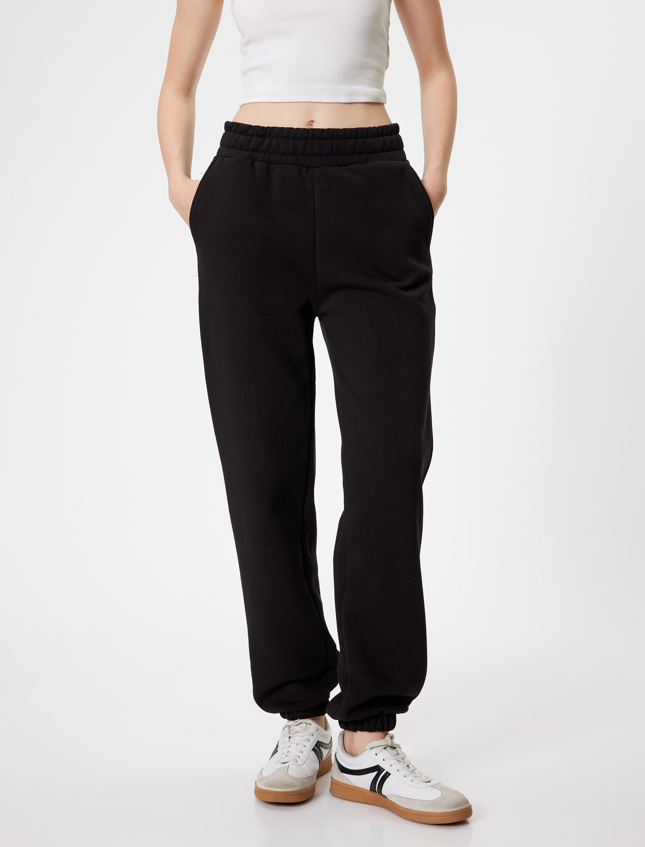   Şardonlu Yıkamalı Jogger Eşofman Altı Beli Bağcıklı Cepli