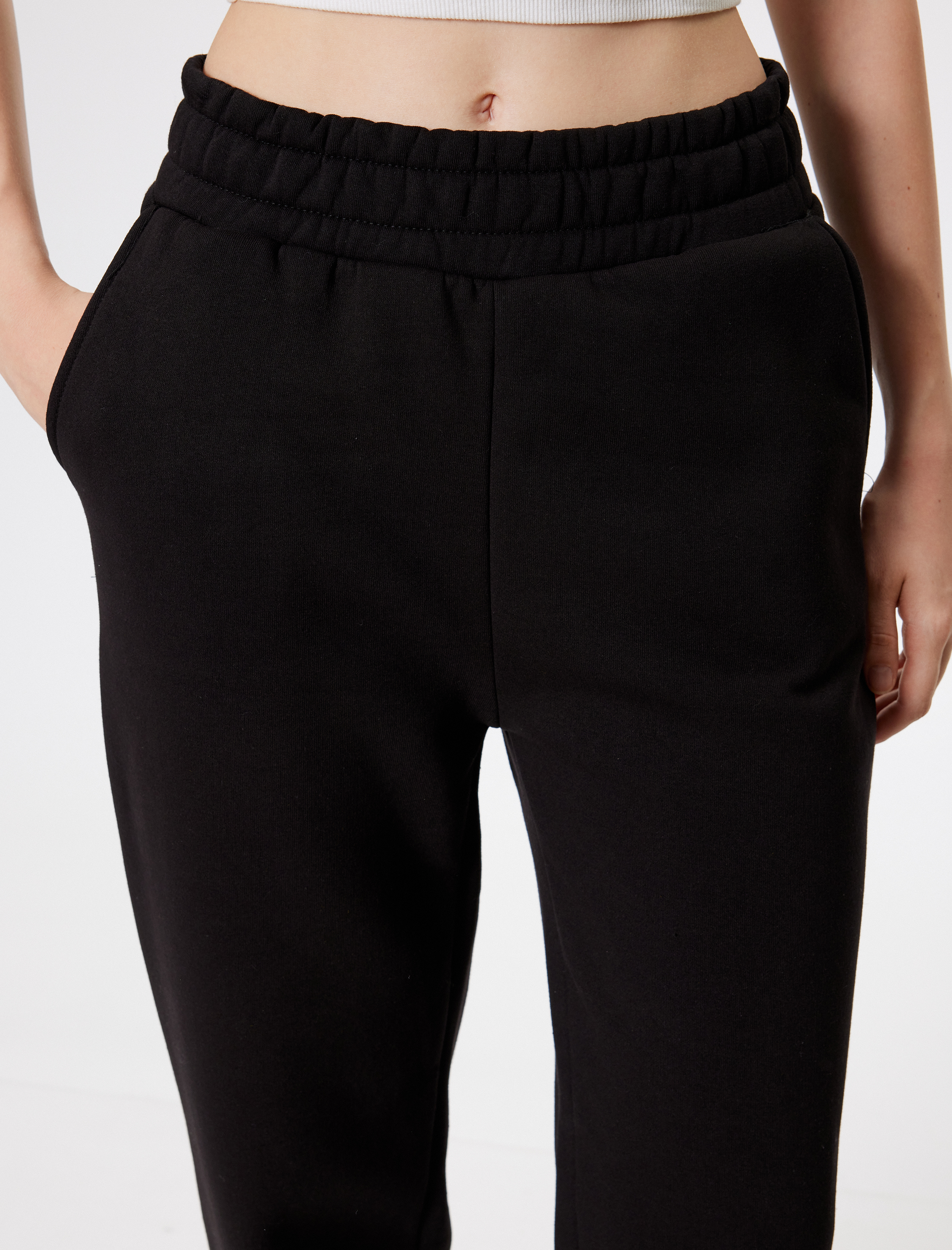   Şardonlu Yıkamalı Jogger Eşofman Altı Beli Bağcıklı Cepli