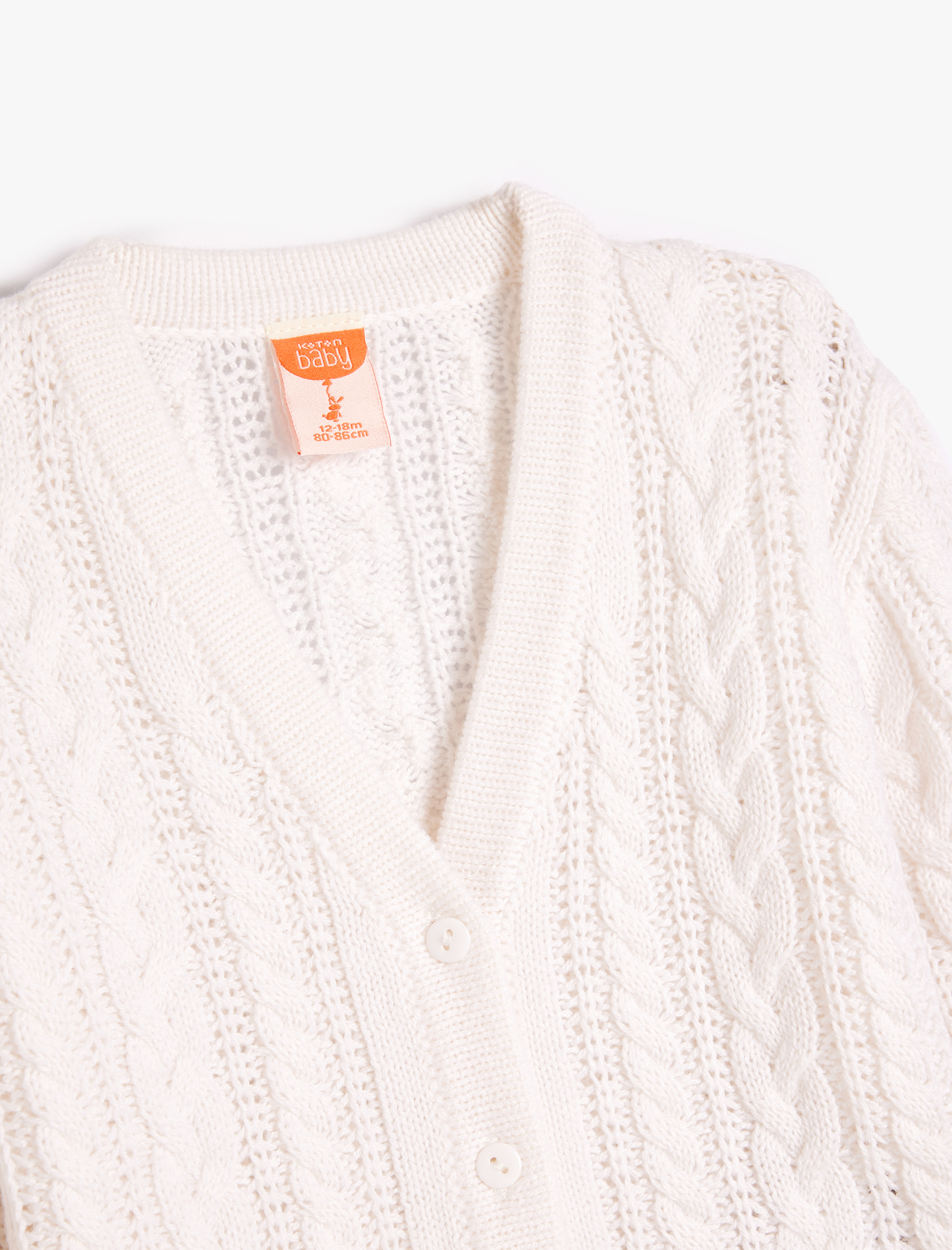 Kız Bebek Basic Triko Hırka V Yaka Uzun Kollu Düğme Kapamalı