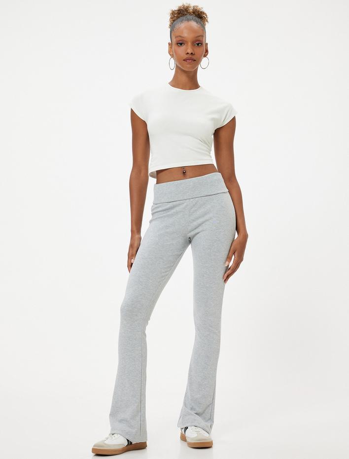  İspanyol Paça Tayt Pantolon Yüksek Bel Slim Fit