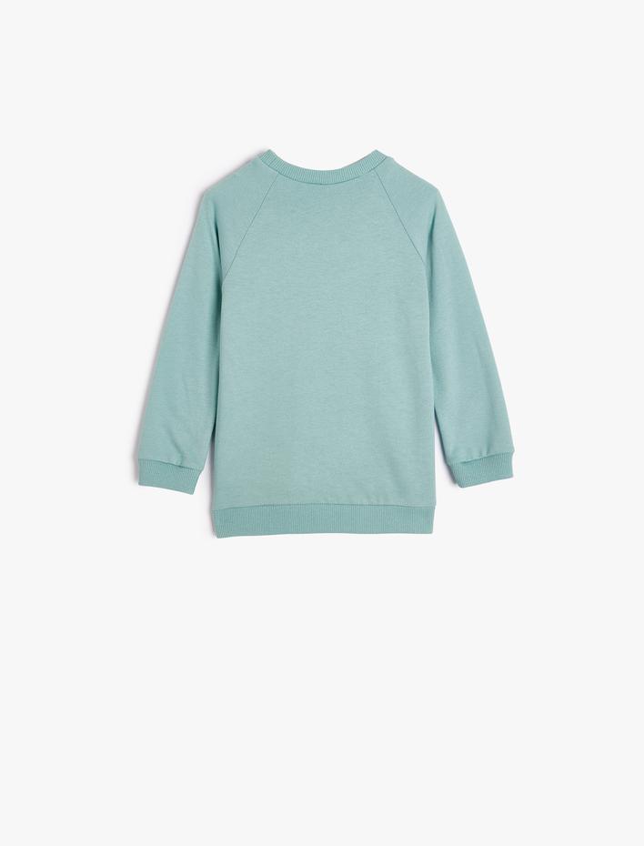 Erkek Bebek Dinozorlu Sweat Uzun Kollu Bisiklet Yaka Şardonlu Pamuklu