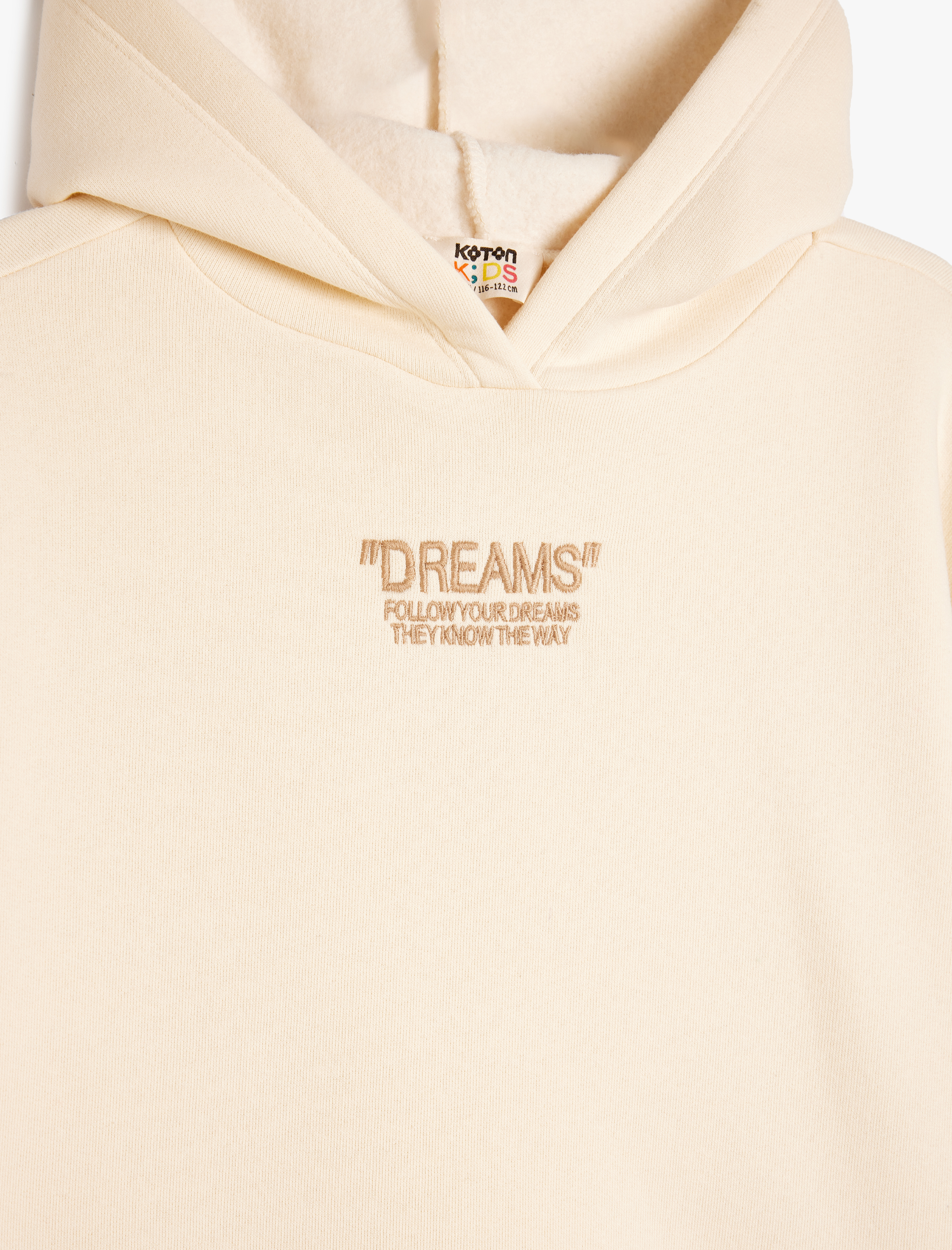  Kız Çocuk Kapşonlu Sweatshirt Slogan İşleme Detaylı Uzun Kollu Şardonlu