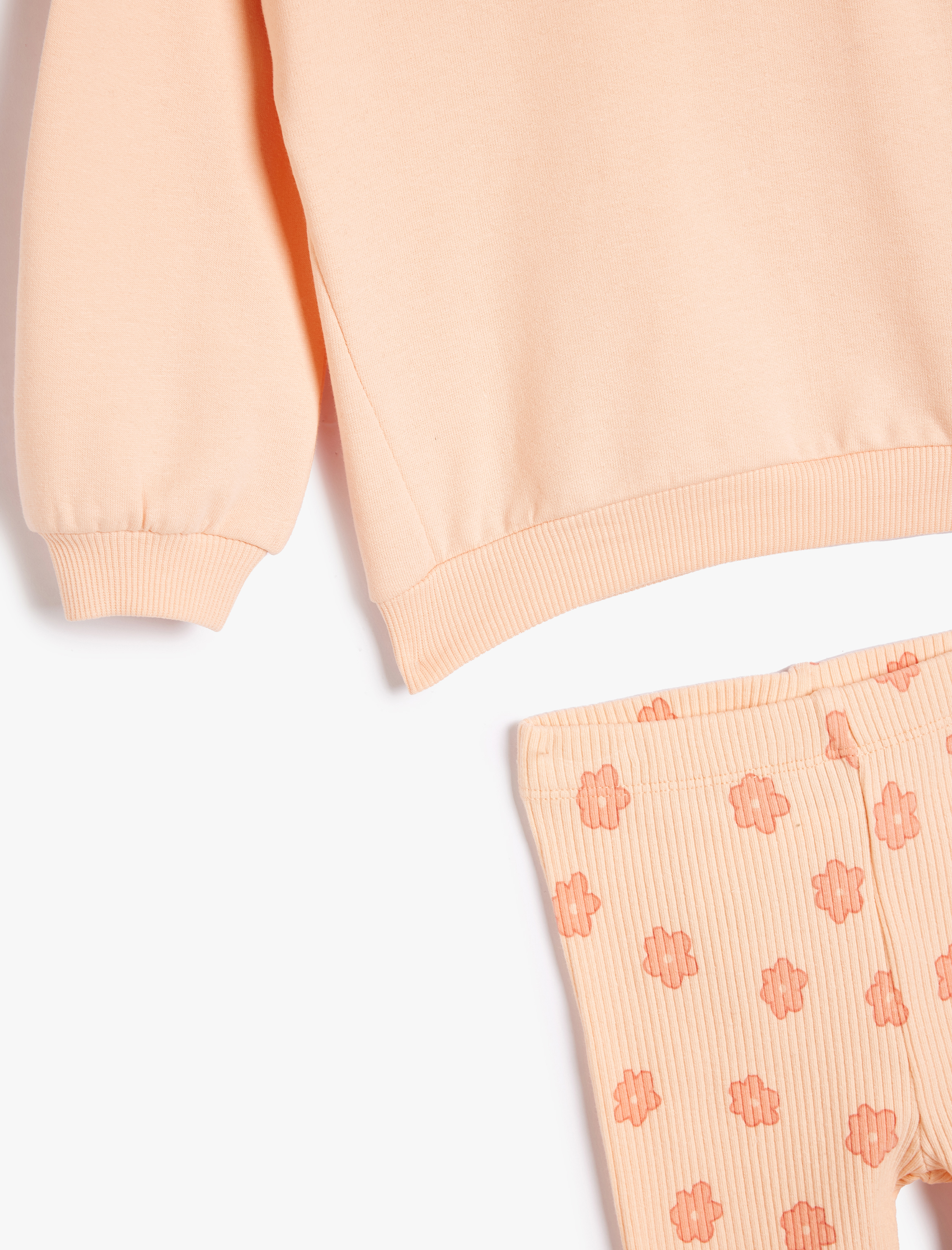  Kız Bebek Sweatshirt ve Tayt Takımı Pamuklu Şardonlu