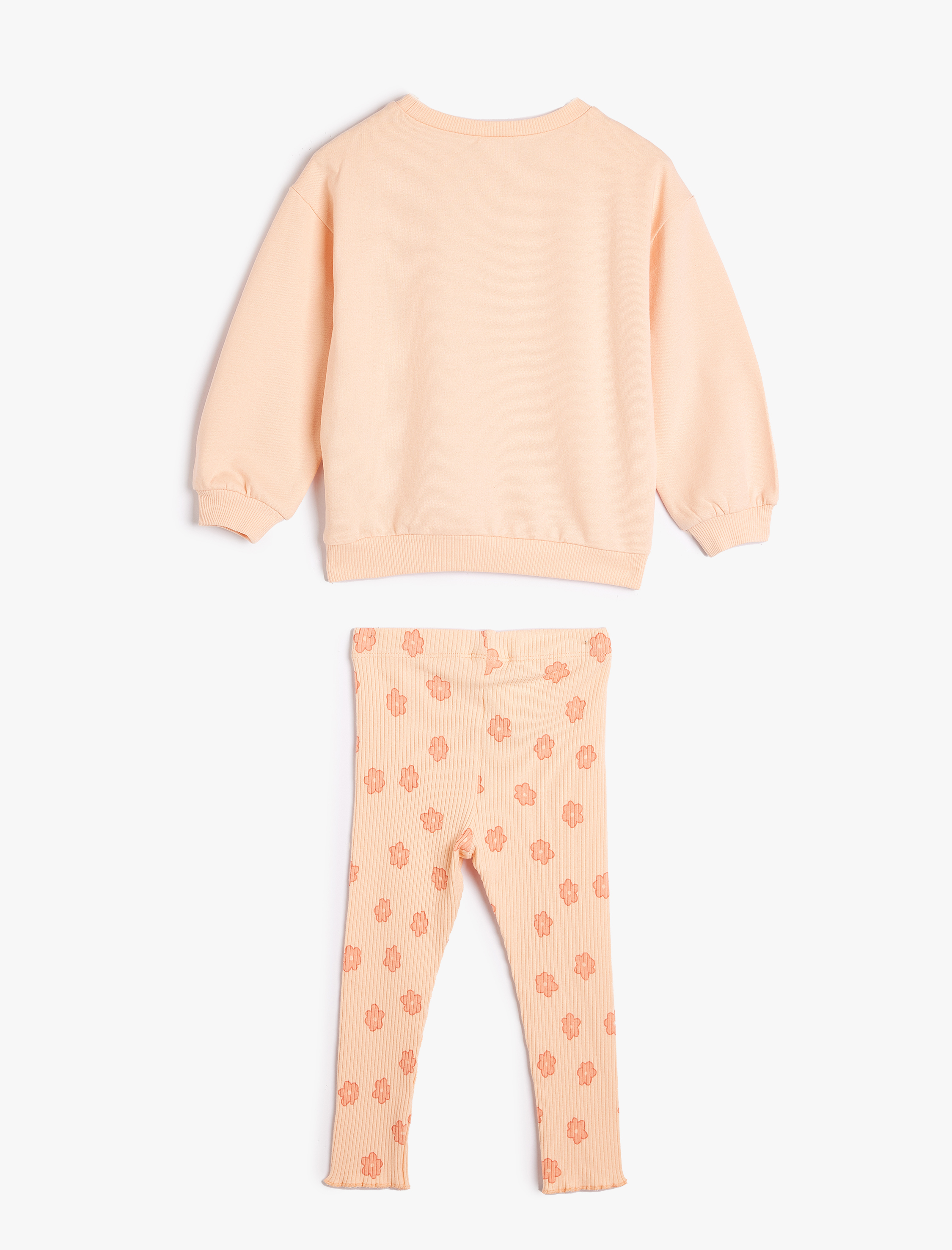  Kız Bebek Sweatshirt ve Tayt Takımı Pamuklu Şardonlu