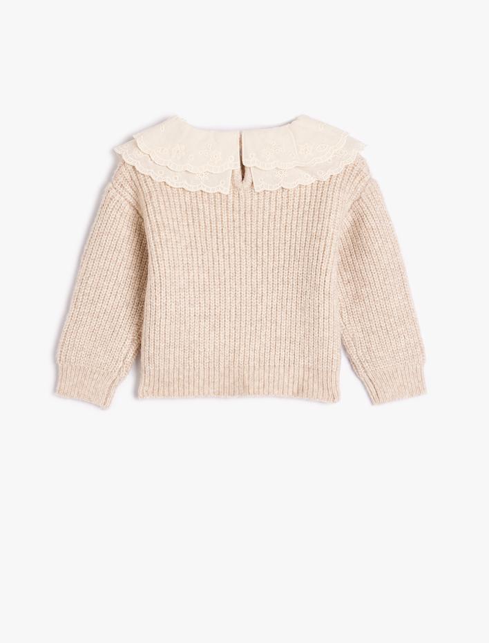 Kız Bebek Triko Kazak Bebe Yaka Uzun Kollu