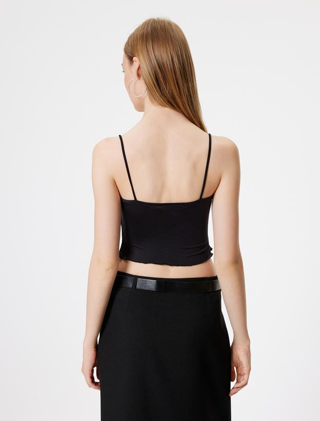 Crop Üst Fiyonk Detaylı İp Askılı Slim Fit_3