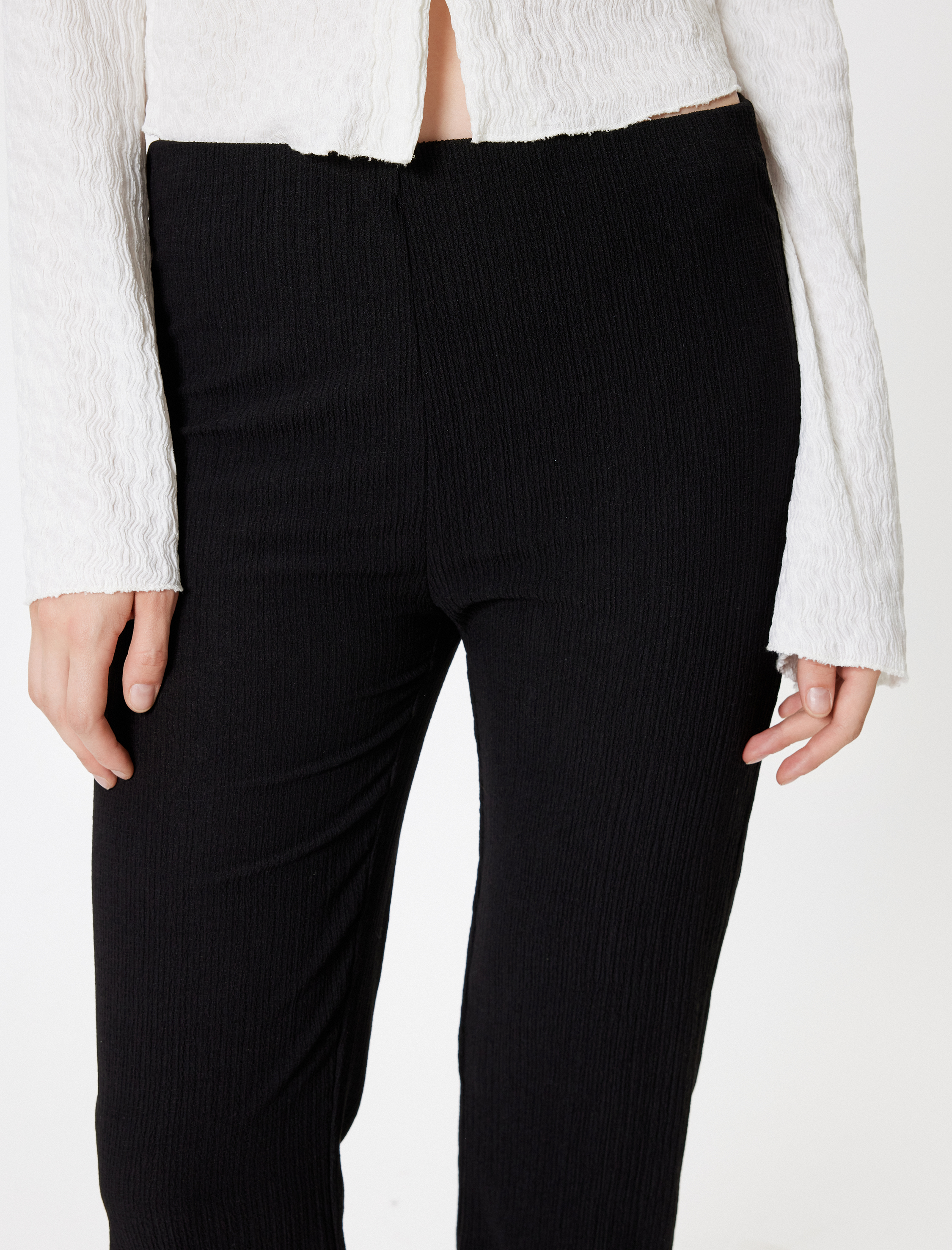   İspanyol Paça Tayt Pantolon Yüksek Bel Skinny Fit Bürümcük