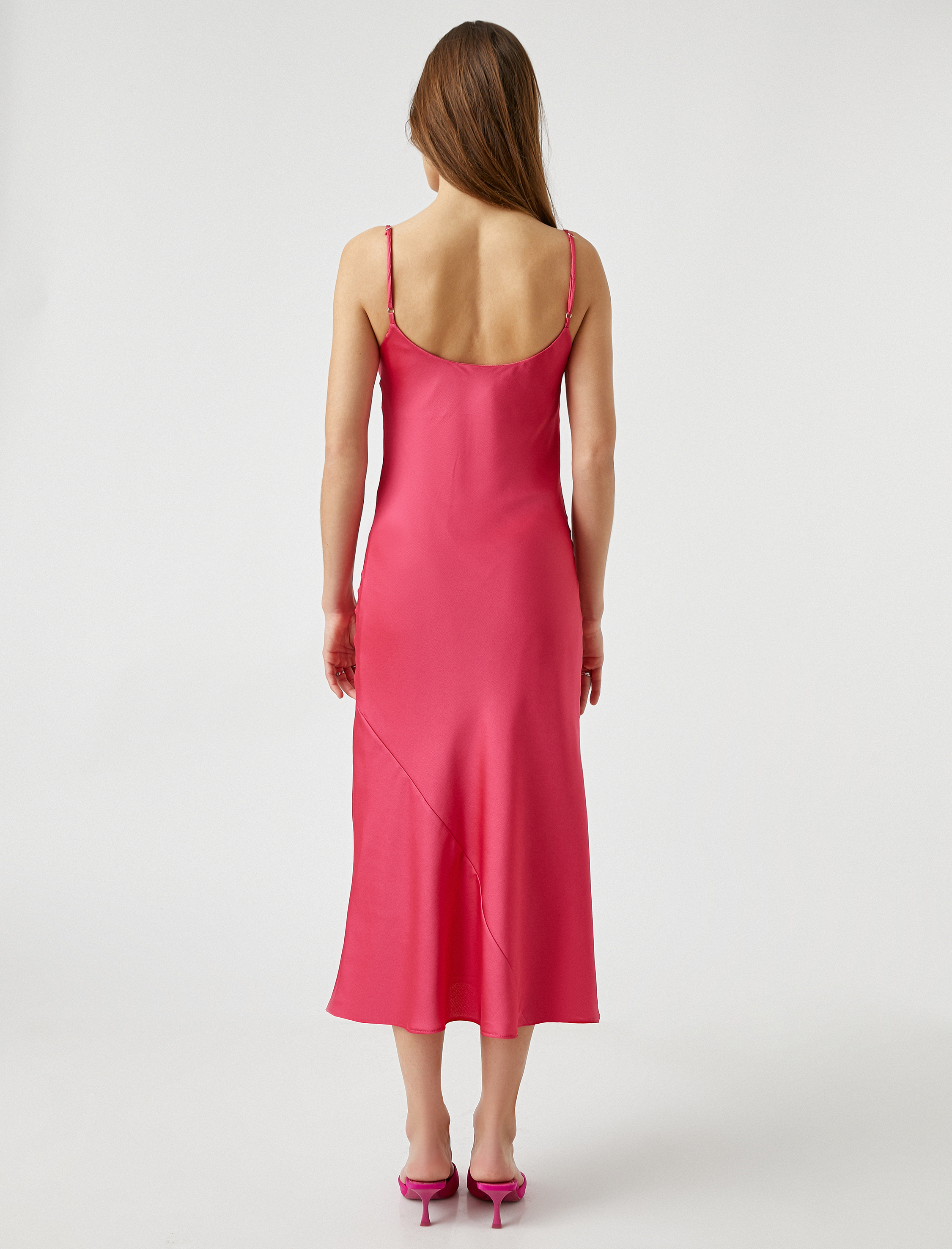   Midi Abiye Elbise Saten Askılı