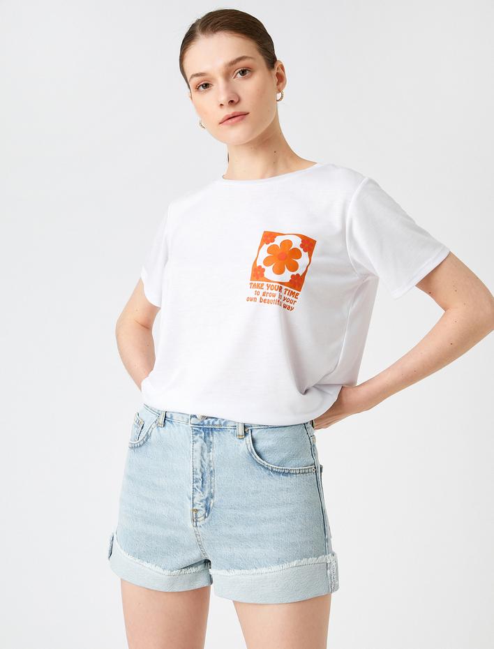  Sırtı Baskılı Tişört Kısa Kollu Bisiklet Yaka