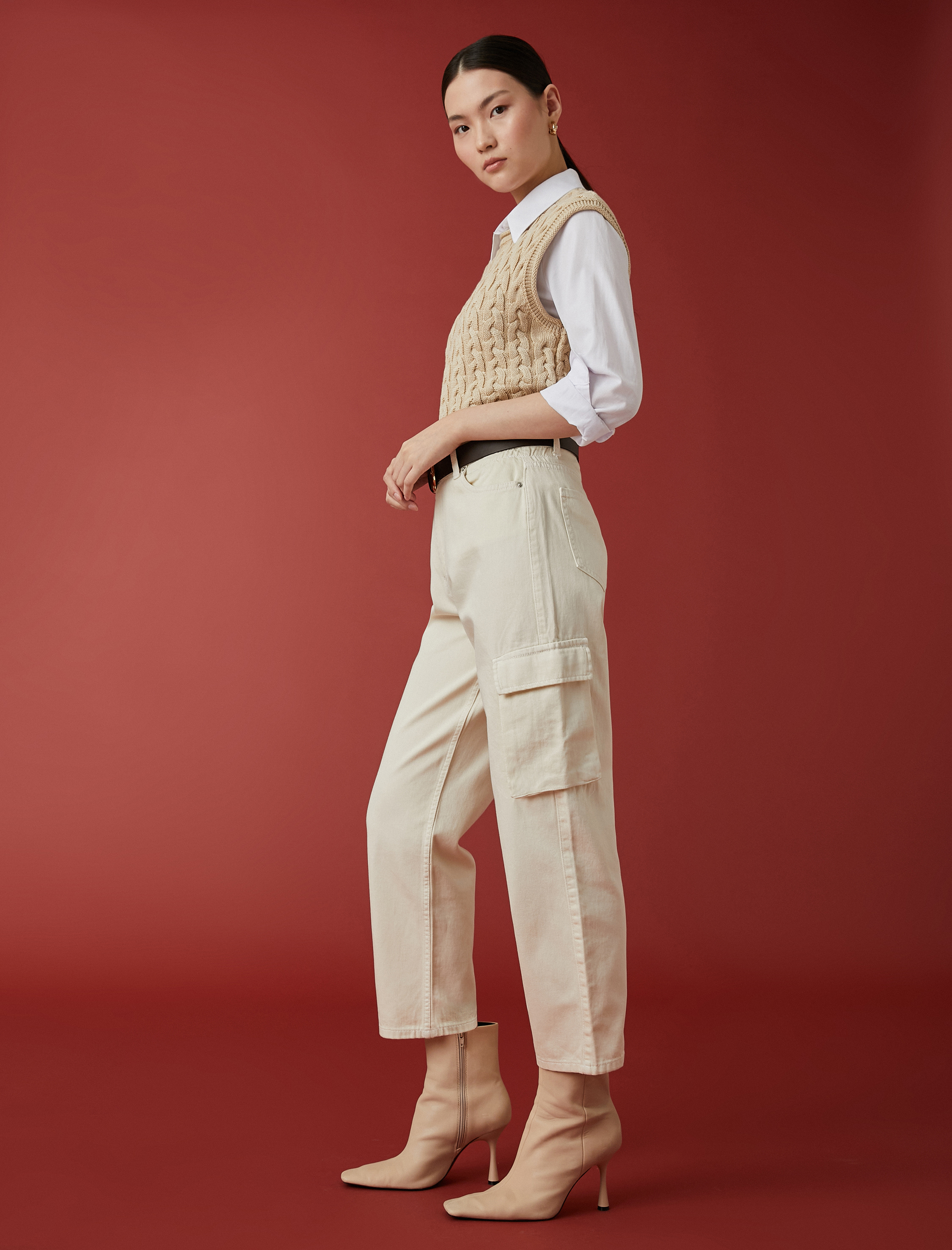   Yüksek Bel Kargo Pantolon Düz Paça