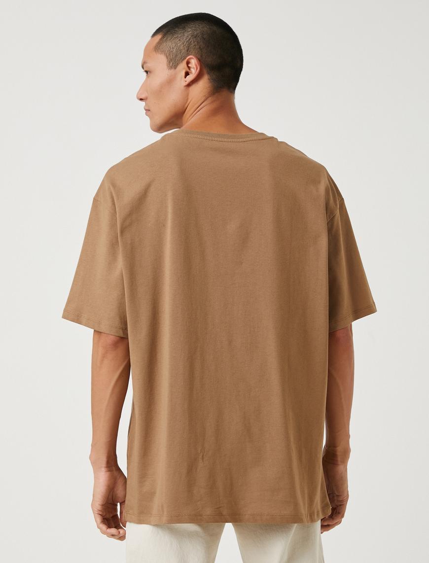   Basic Oversize Tişört Slogan Baskılı Bisiklet Yaka Kısa Kollu