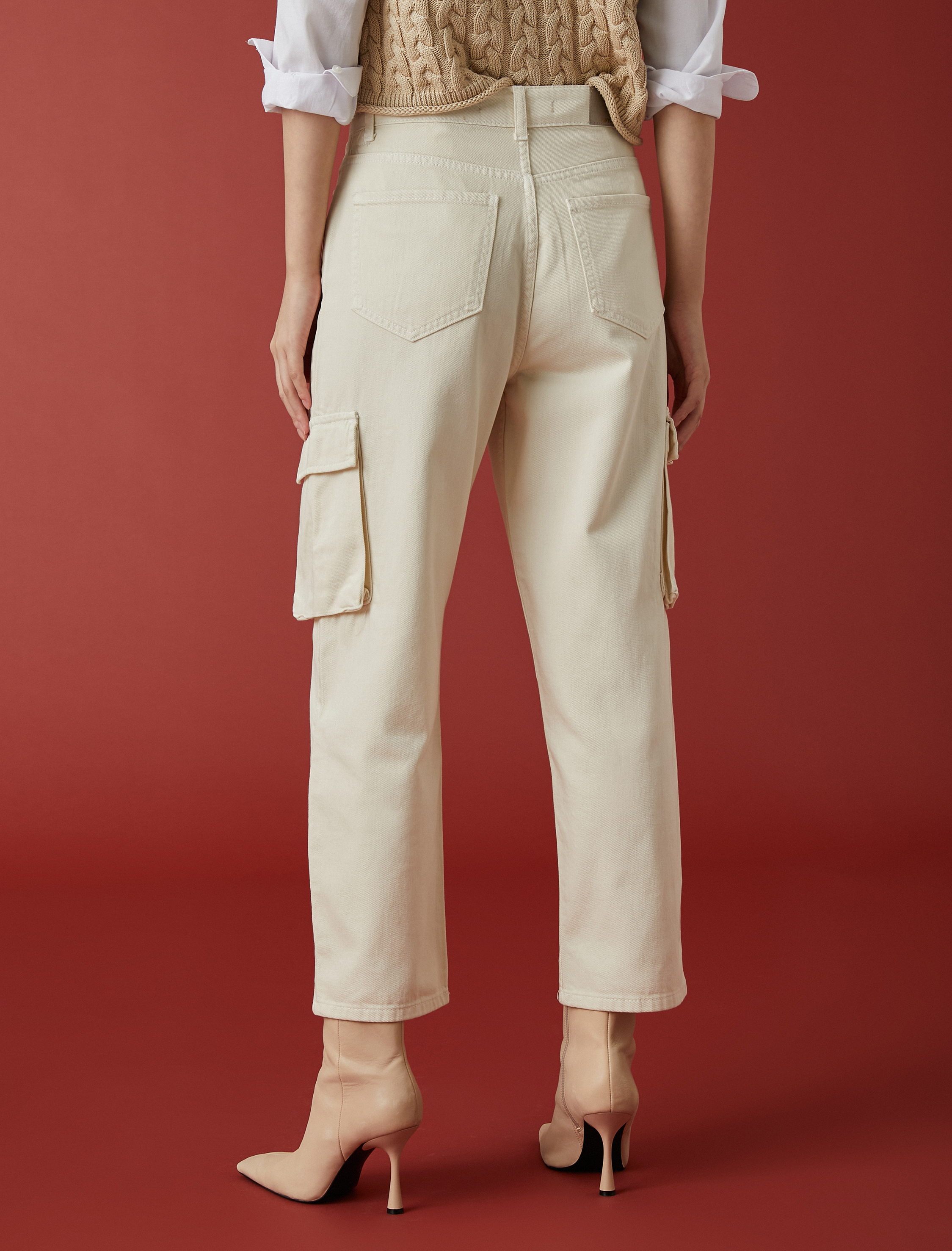   Yüksek Bel Kargo Pantolon Düz Paça