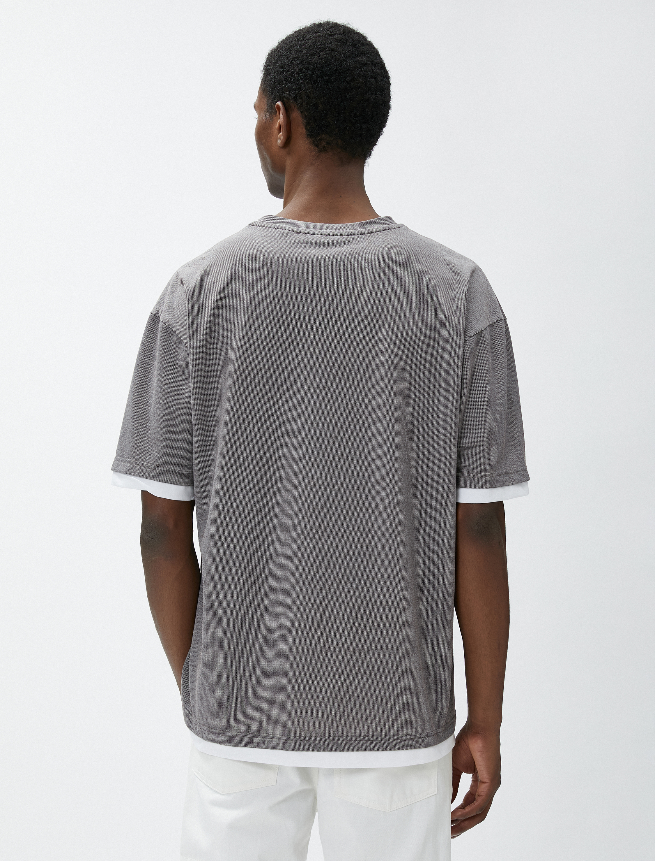   Uzak Doğu Baskılı Tişört Bisiklet Yaka Kısa Kollu