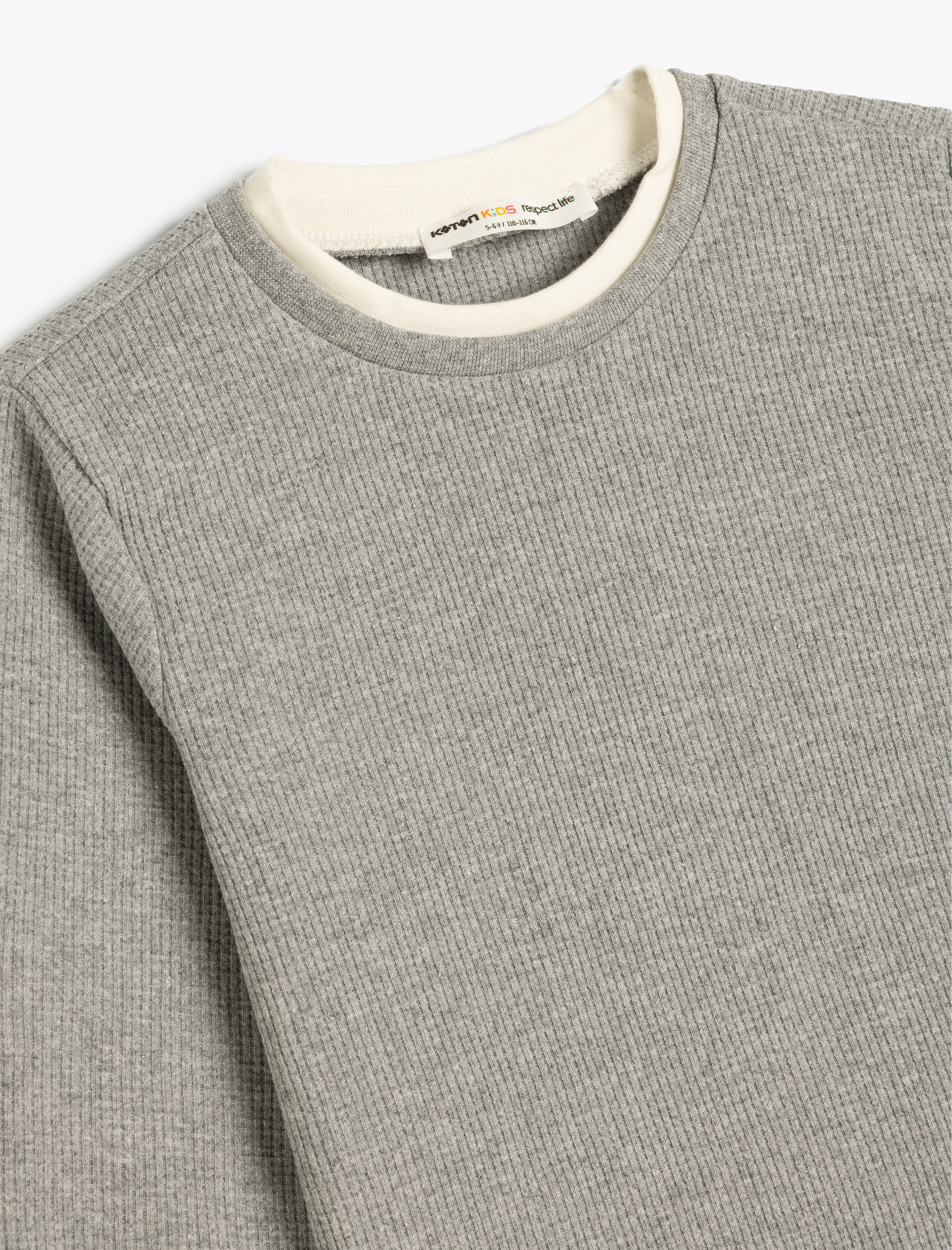  Erkek Çocuk Basic Sweatshirt Bisiklet Yaka Uzun Kollu Dokulu