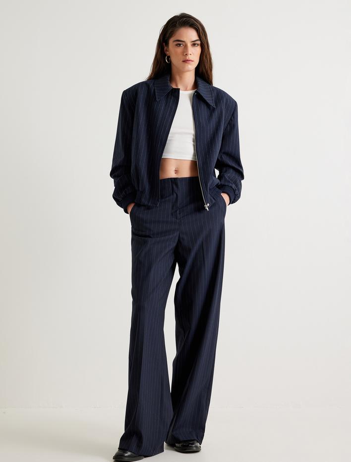  Bol Paça Kumaş Pantolon Yüksek Bel