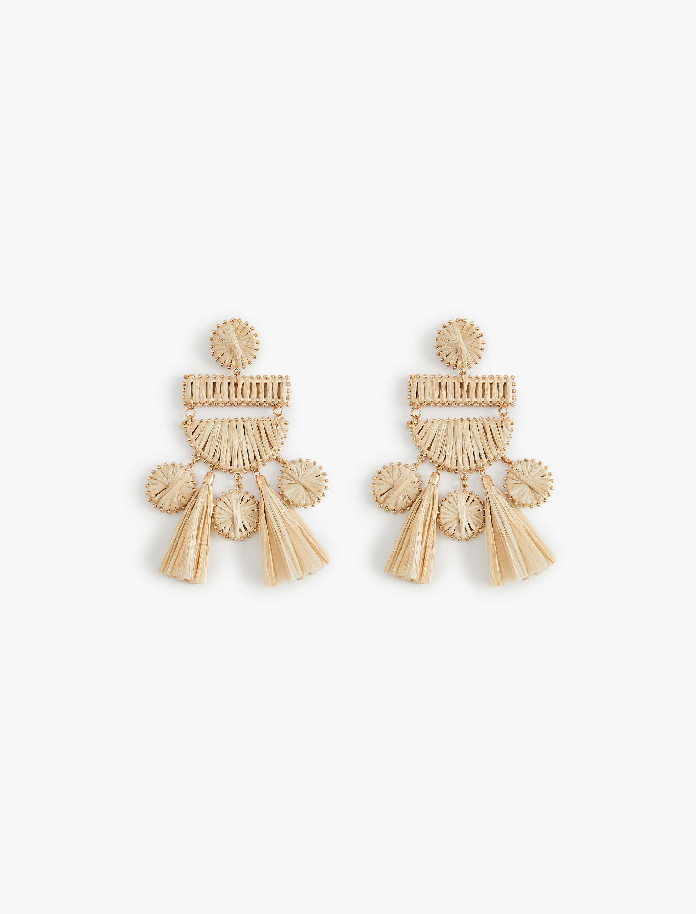  Kadın Geometrik Hasır Küpe Büyük Boy Sallantılı - Koton X Melis Ağazat