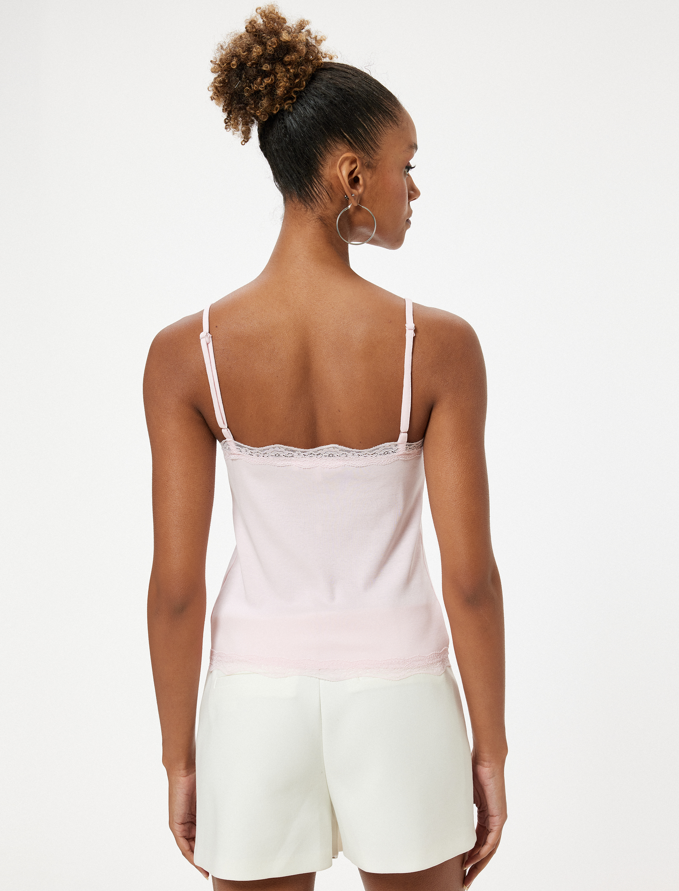   Dantel Detaylı Atlet V Yaka Kolsuz Slim Fit