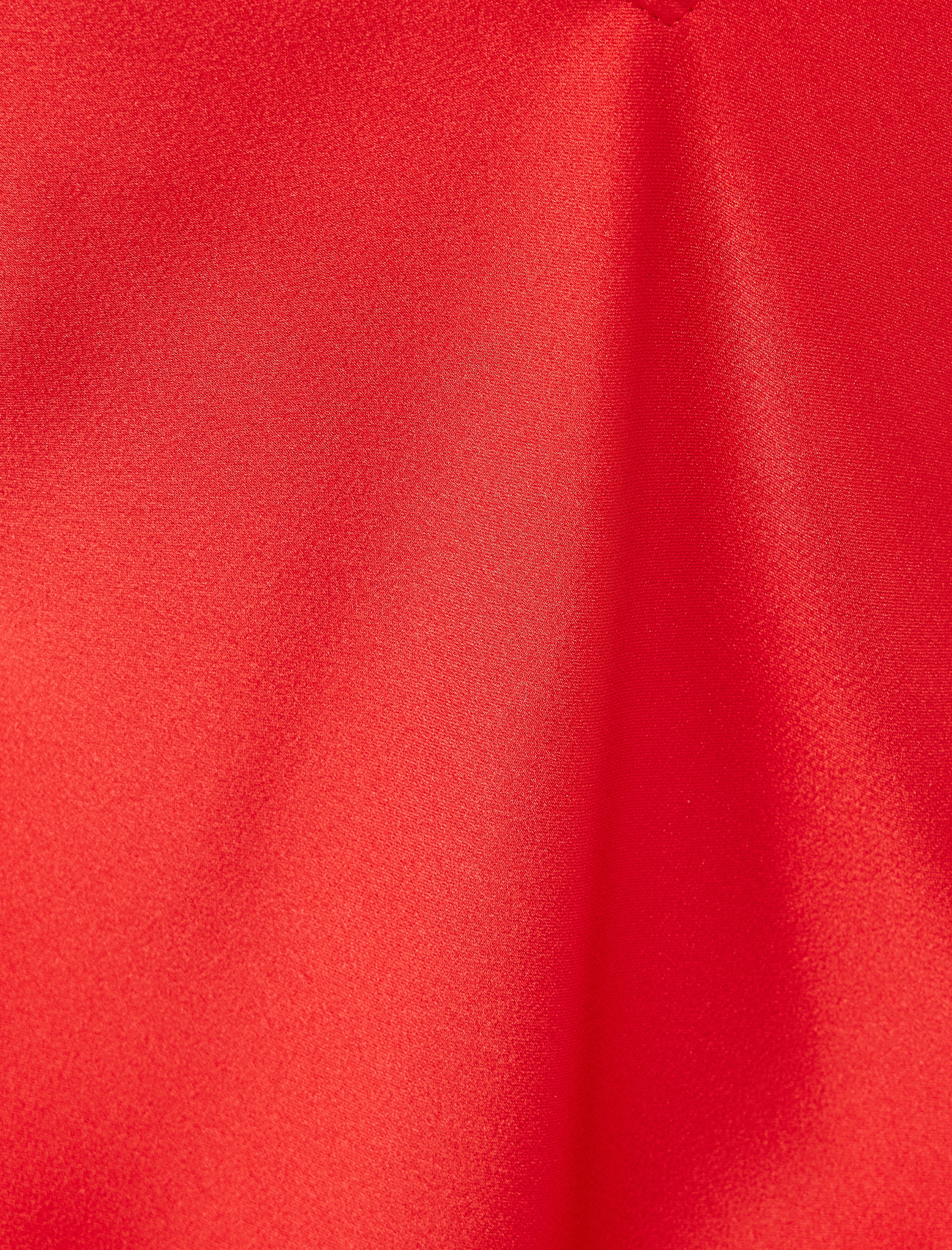   Saten Abiye Elbise Uzun V Yaka Kolsuz