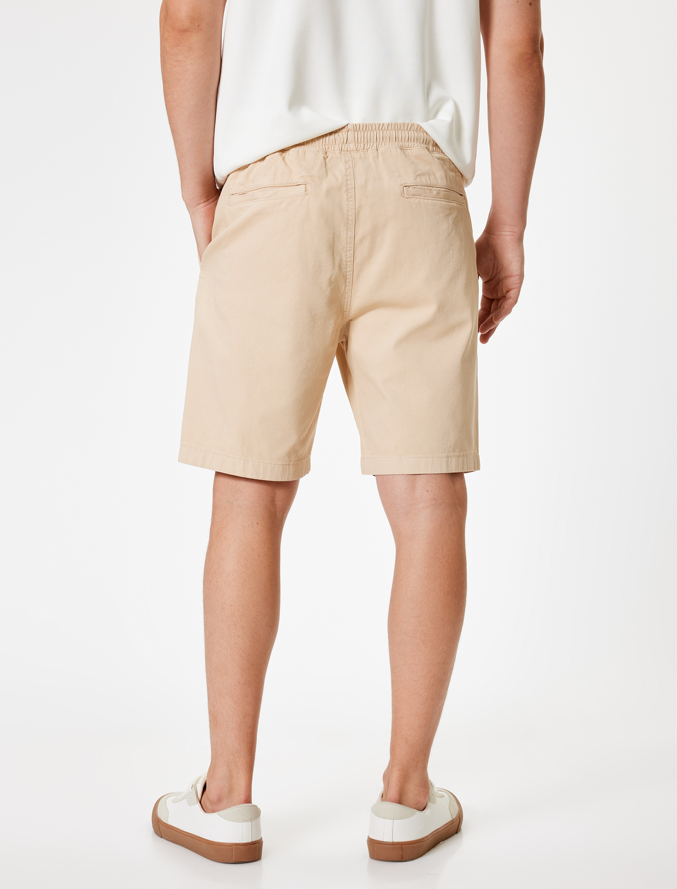 Bermuda Şort Kanvas Beli Lastikli Cep Detaylı Pamuklu