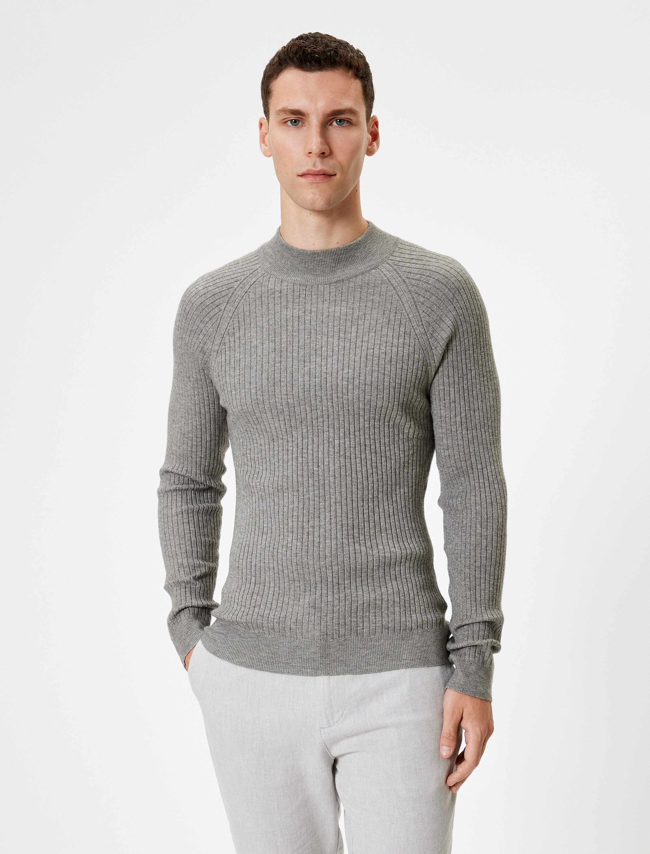   Yarım Balıkçı Yaka Kazak Triko Basic Uzun Kollu