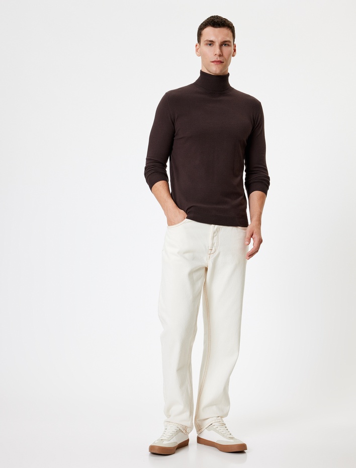  Basic Kazak Balıkçı Yaka Triko Uzun Kollu