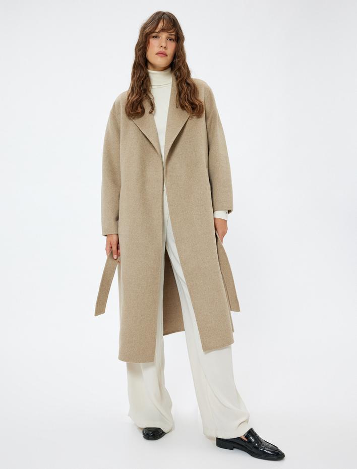  Uzun Kaşe Kaban Kemerli Cepli