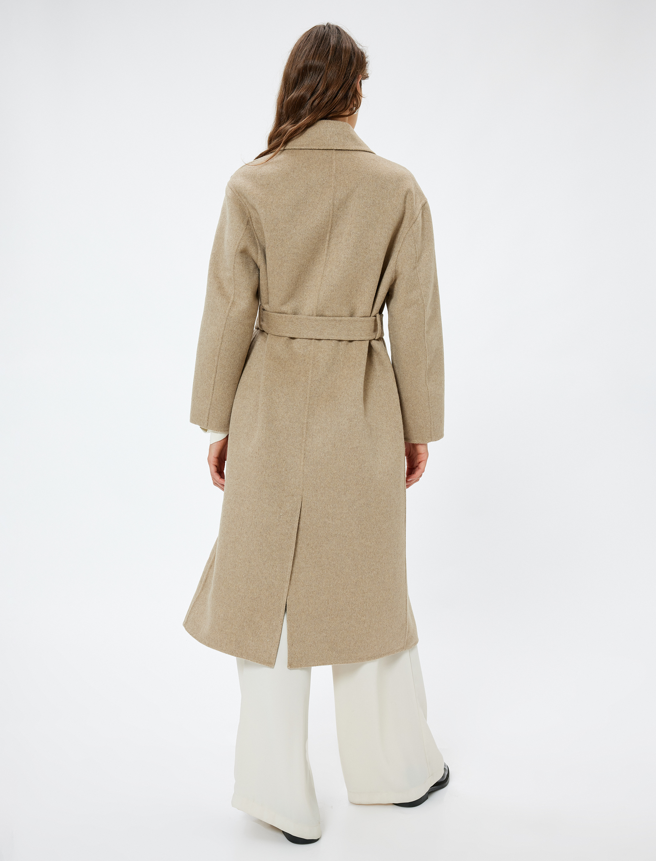 Uzun Kaşe Kaban Kemerli Cepli