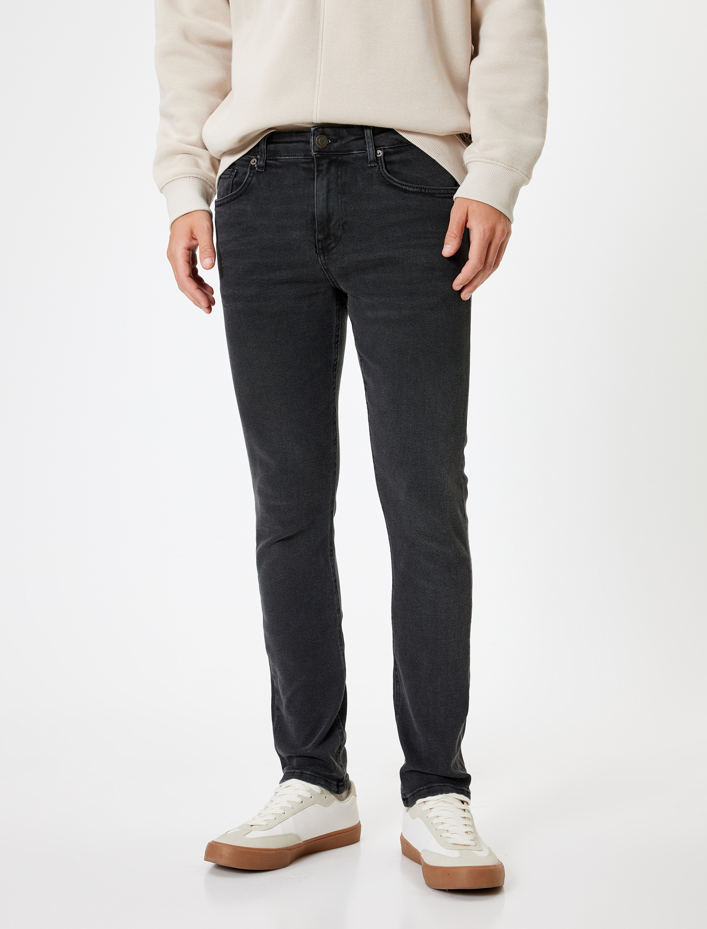   Standart Bel Düğmeli Slim Fit Kot Pantolon - Brad Jean