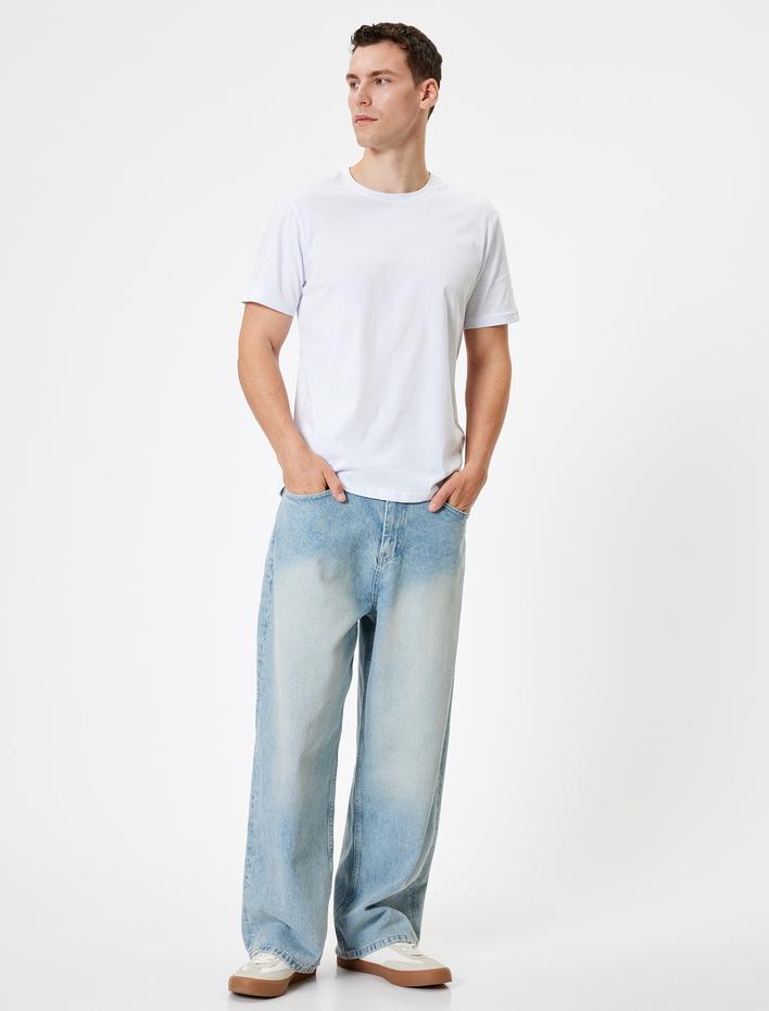  Basic Tişört Kısa Kollu Bisiklet Yaka Pamuklu