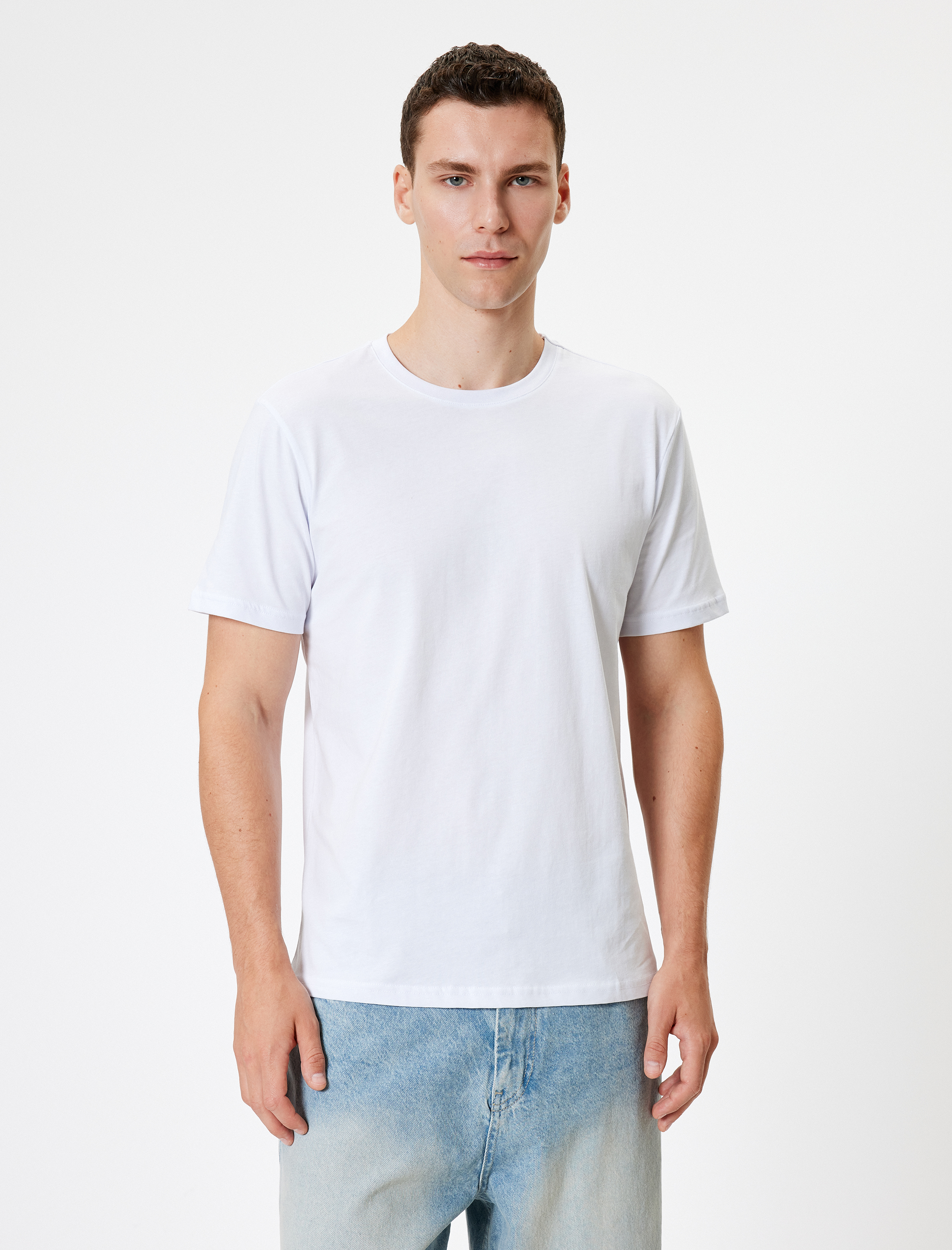   Basic Tişört Kısa Kollu Bisiklet Yaka Pamuklu